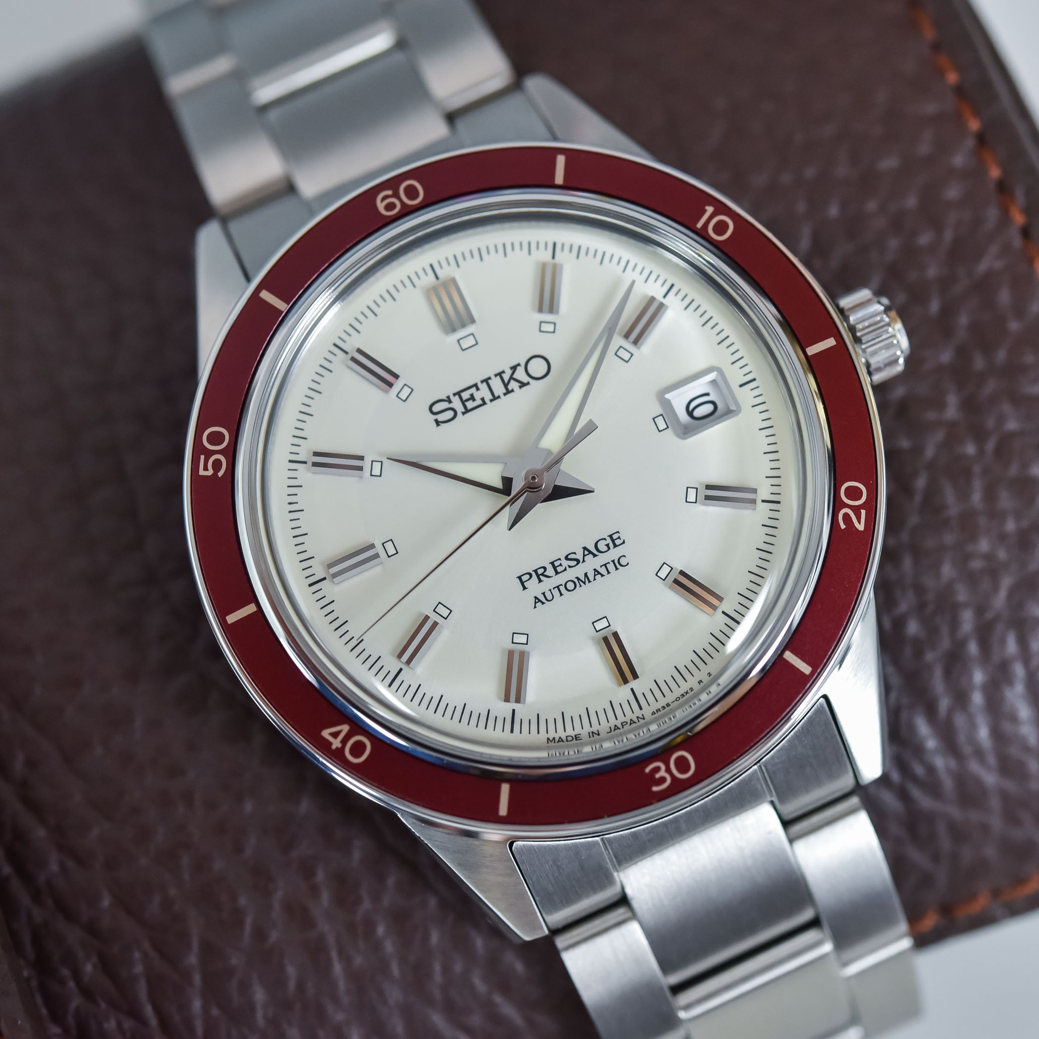 Seiko Presage Style 60s Date Burgundy Bezel SRPH93J1 - 4 Seiko Presage Style 60s Date Burgundy Bezel SRPH93J1