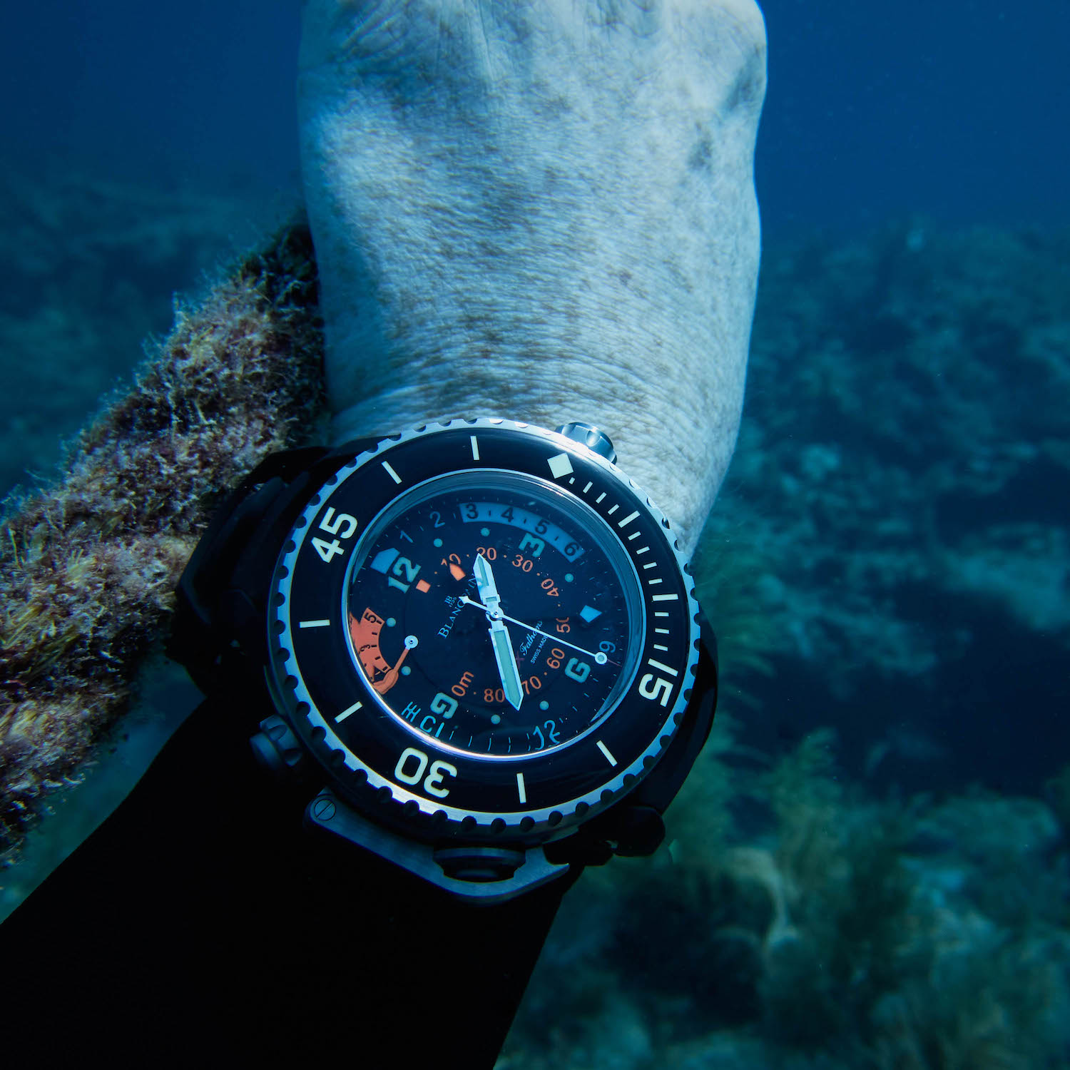 Blancpain Fifty Fathoms X Fathoms - Diving Review Underwater 16 Blancpain Fifty Fathoms X Fathoms - Depth gauge Mechanical diving computer - underwater review