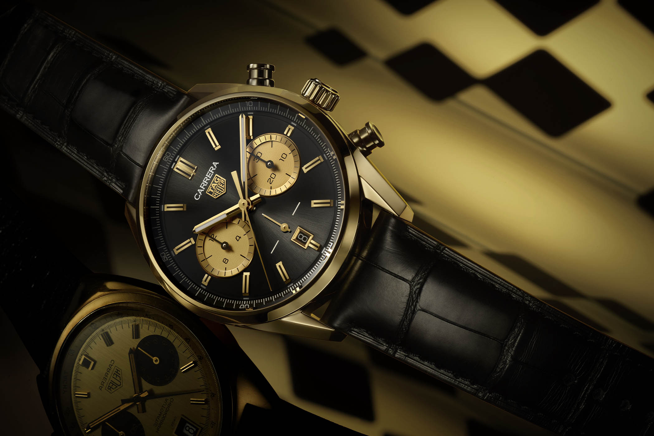 TAG Heuer Carrera Chronograph 42 Yellow Gold Black Dial