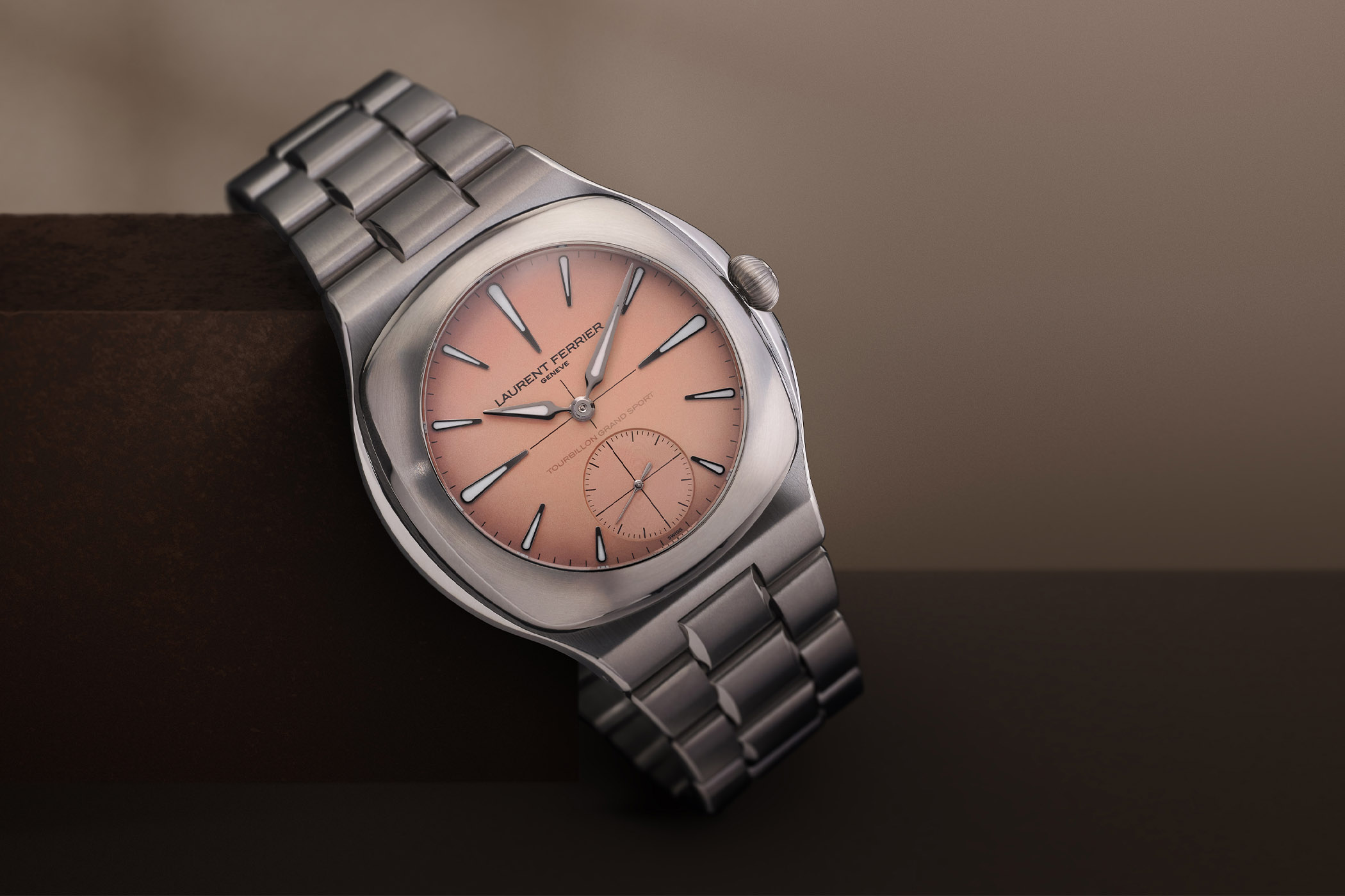 Laurent Ferrier Grand Sport Tourbillon Pursuit titanium salmon