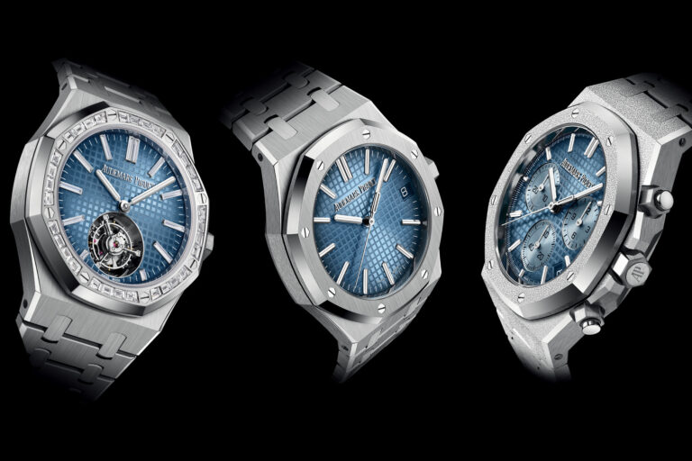 2023 three new Audemars Piguet Royal Oak White Gold Smoked Light Blue Dial - 41mm Selfwinding 41mm Frosted Chronograph 41mm Tourbillon Diamonds