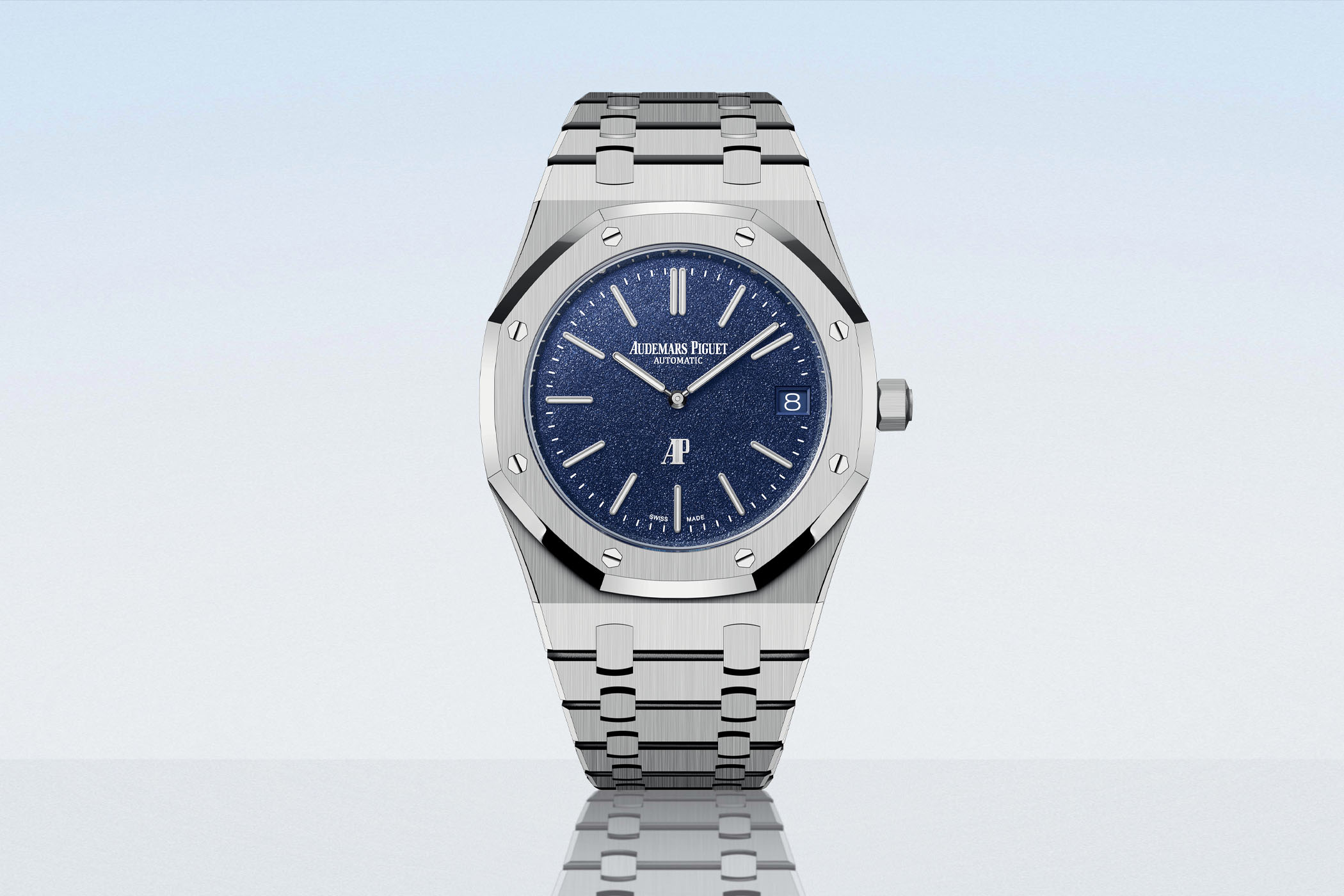 Audemars Piguet Royal Oak Jumbo Extra-Thin 16202BC White Gold Blue Grained Dial