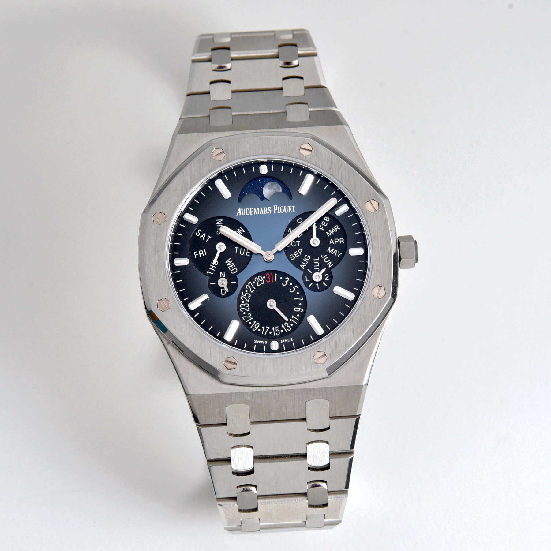 Audemars Piguet Royal Oak Perpetual Calendar Selfwinding Ultra-Thin Smoky Blue Dial 26586TI - 6b Audemars Piguet Royal Oak Perpetual Calendar Selfwinding Ultra-Thin Smoky Blue Dial 26586TI - 6b
