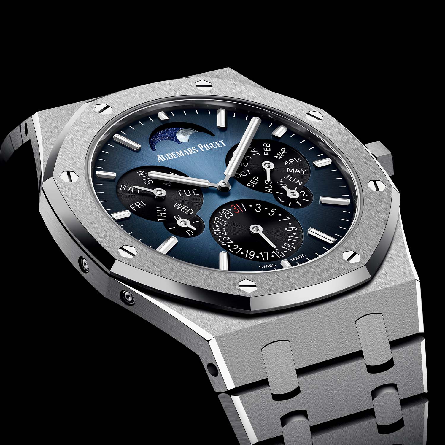 Audemars Piguet Royal Oak Selfwinding Perpetual Calendar Ultra-Thin Smoky-Blue Dial Titanium Limited 26586TI - Royal Oak QP Ultra-Thin - 4 Audemars Piguet Royal Oak QP Ultra-Thin Smoky Blue Full-Titanium 26586TI