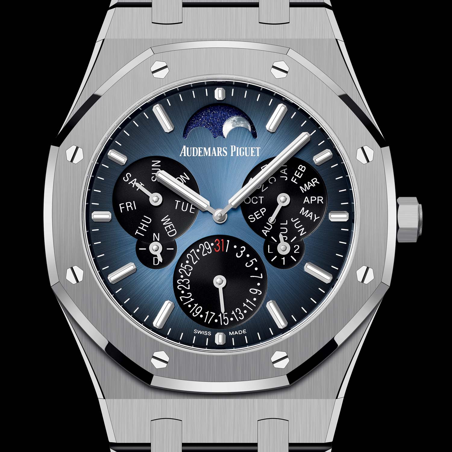 Audemars Piguet Royal Oak Selfwinding Perpetual Calendar Ultra-Thin Smoky-Blue Dial Titanium Limited 26586TI - Royal Oak QP Ultra-Thin - 6 Audemars Piguet Royal Oak QP Ultra-Thin Smoky Blue Full-Titanium 26586TI