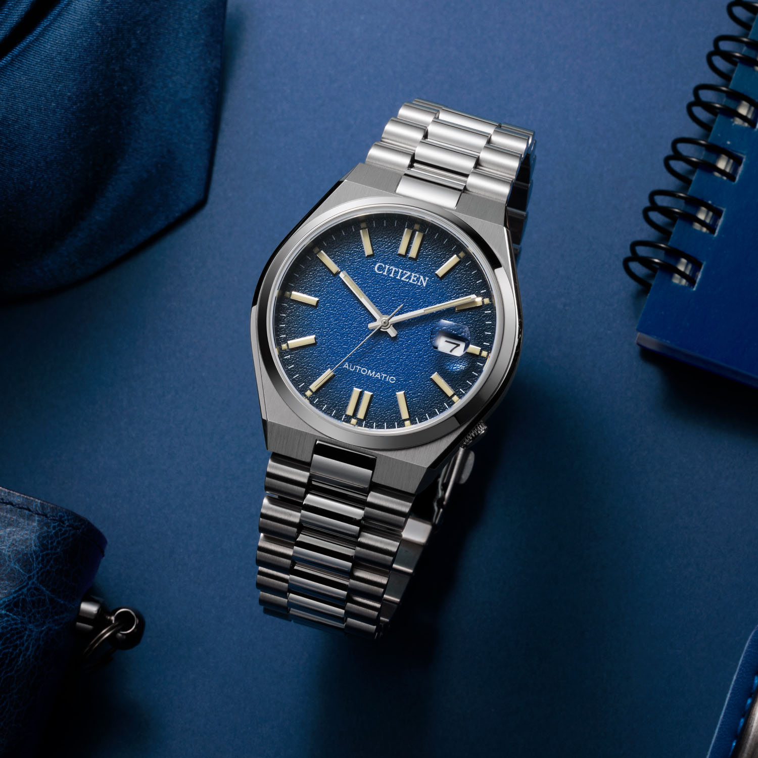 Citizen Tsuyosa Mechanical Sand-Blasted Grained Gradient Blue Dial NJ0151-88L - 2 Citizen Tsuyosa Mechanical Sand-Blasted Grained Gradient Blue Dial NJ0151-88L - 2