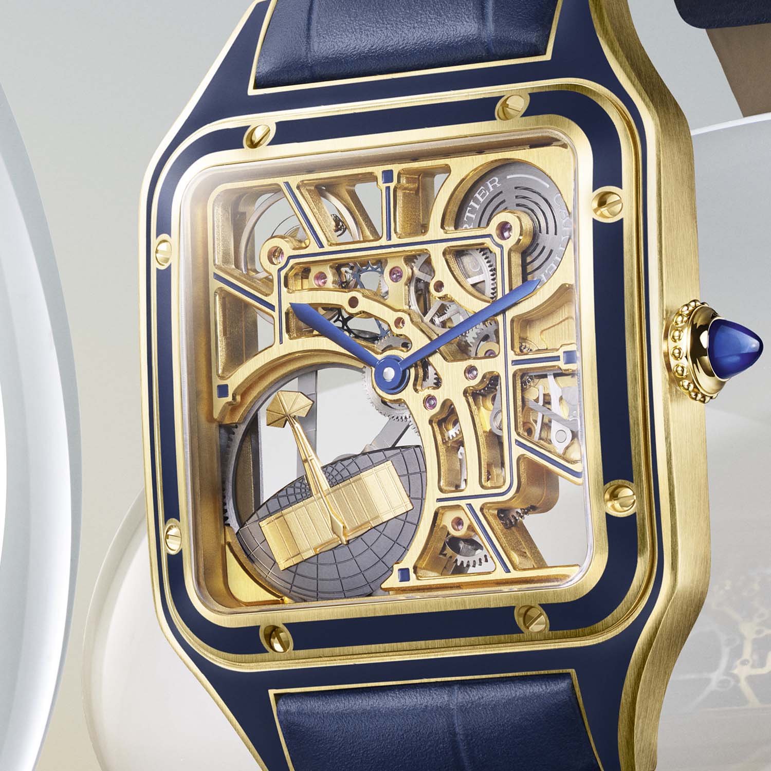 Cartier Santos-Dumont Micro-Rotor Yellow GOld Blue Lacquer WHSA0031 - 4 Cartier Santos-Dumont Micro-Rotor 2023