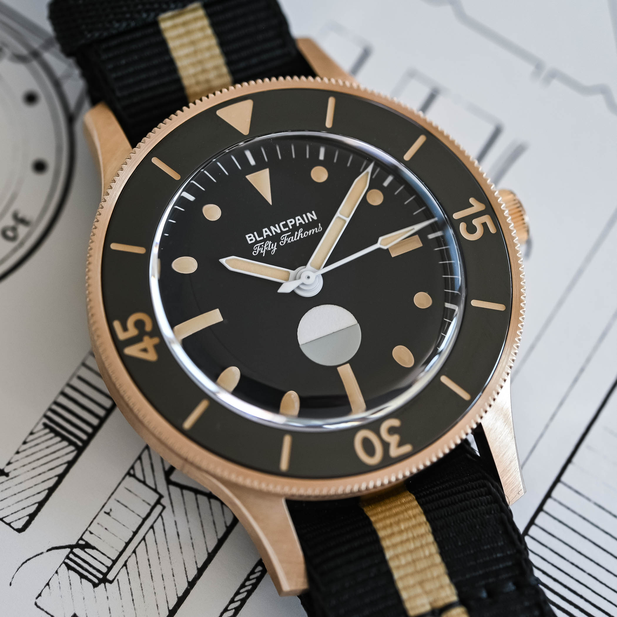 Blancpain Fifty Fathoms 70th Anniversary Act 3 Bronze Gold Mil-Spec Vintage-Inspired Moisture Indicator - 5901-5630-NANA - review - 2 Blancpain Fifty Fathoms 70th Anniversary Act 3 Bronze Gold Mil-Spec Vintage-Inspired Moisture Indicator - 5901-5630-NANA - review - 2