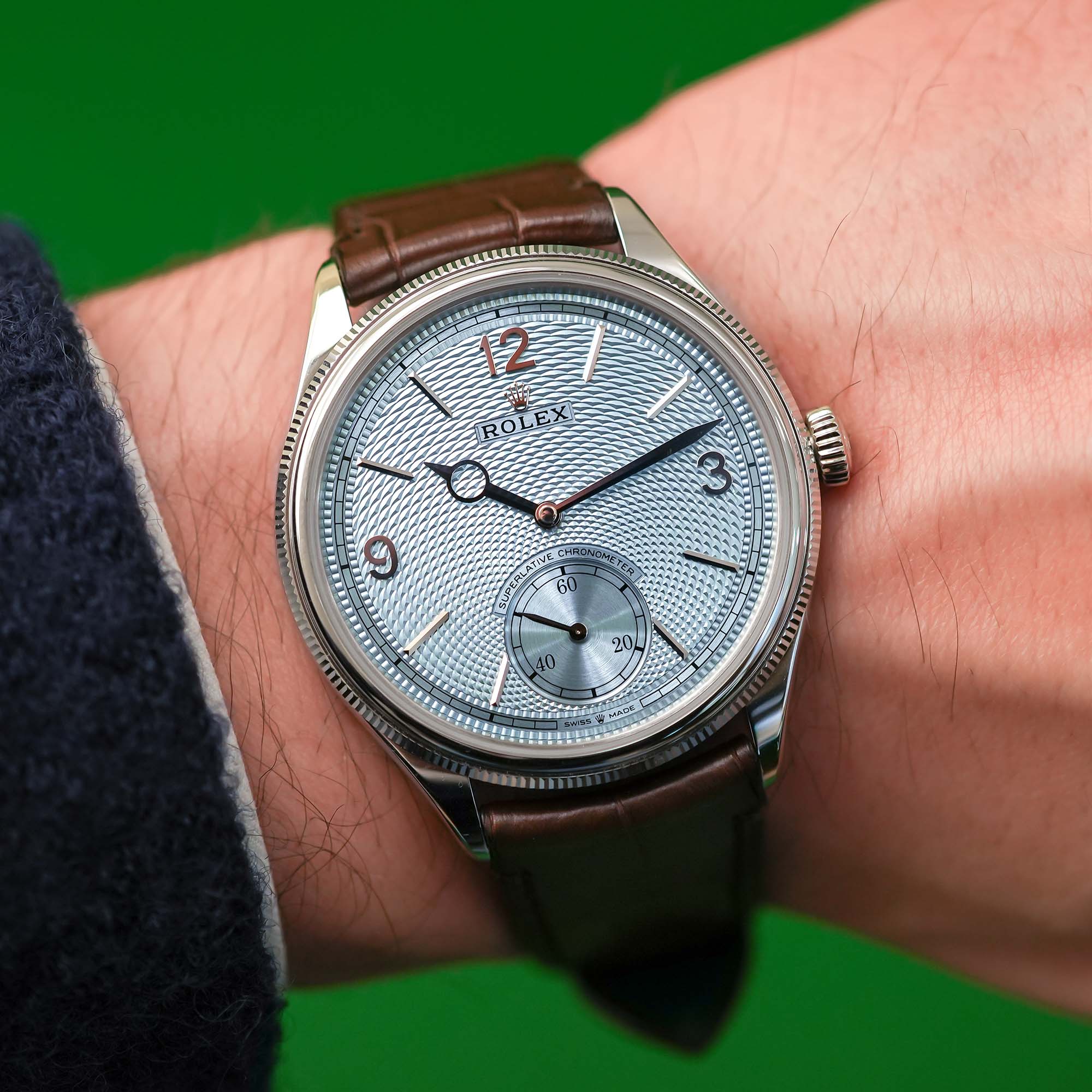 Rolex Perpetual 1908 Platinum ice Blue Guilloche Dial rice-grain 52506 - review - 14 Rolex Perpetual 1908 Platinum ice Blue Guilloche Dial rice-grain 52506 - review - 14