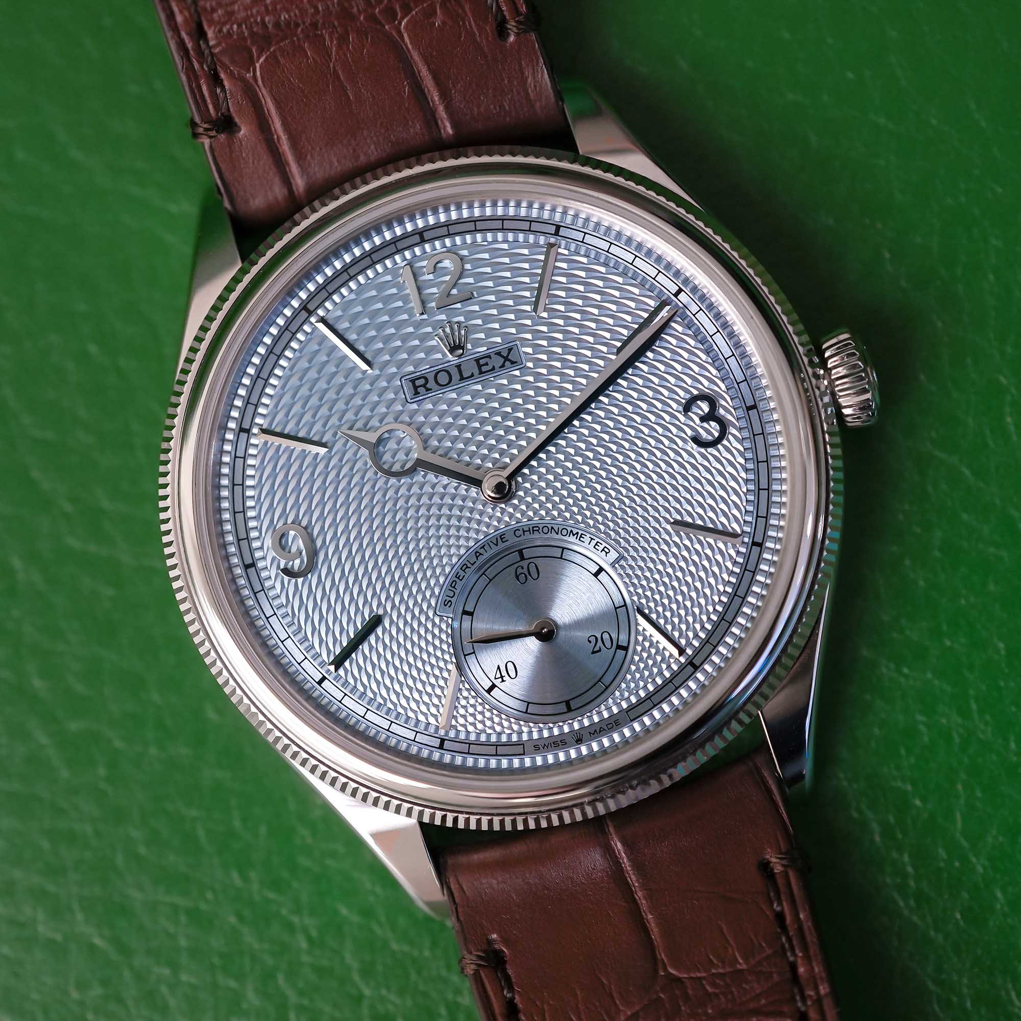 Rolex Perpetual 1908 Platinum ice Blue Guilloche Dial rice-grain 52506 - review - 4 Rolex Perpetual 1908 Platinum ice Blue Guilloche Dial rice-grain 52506 - review - 4