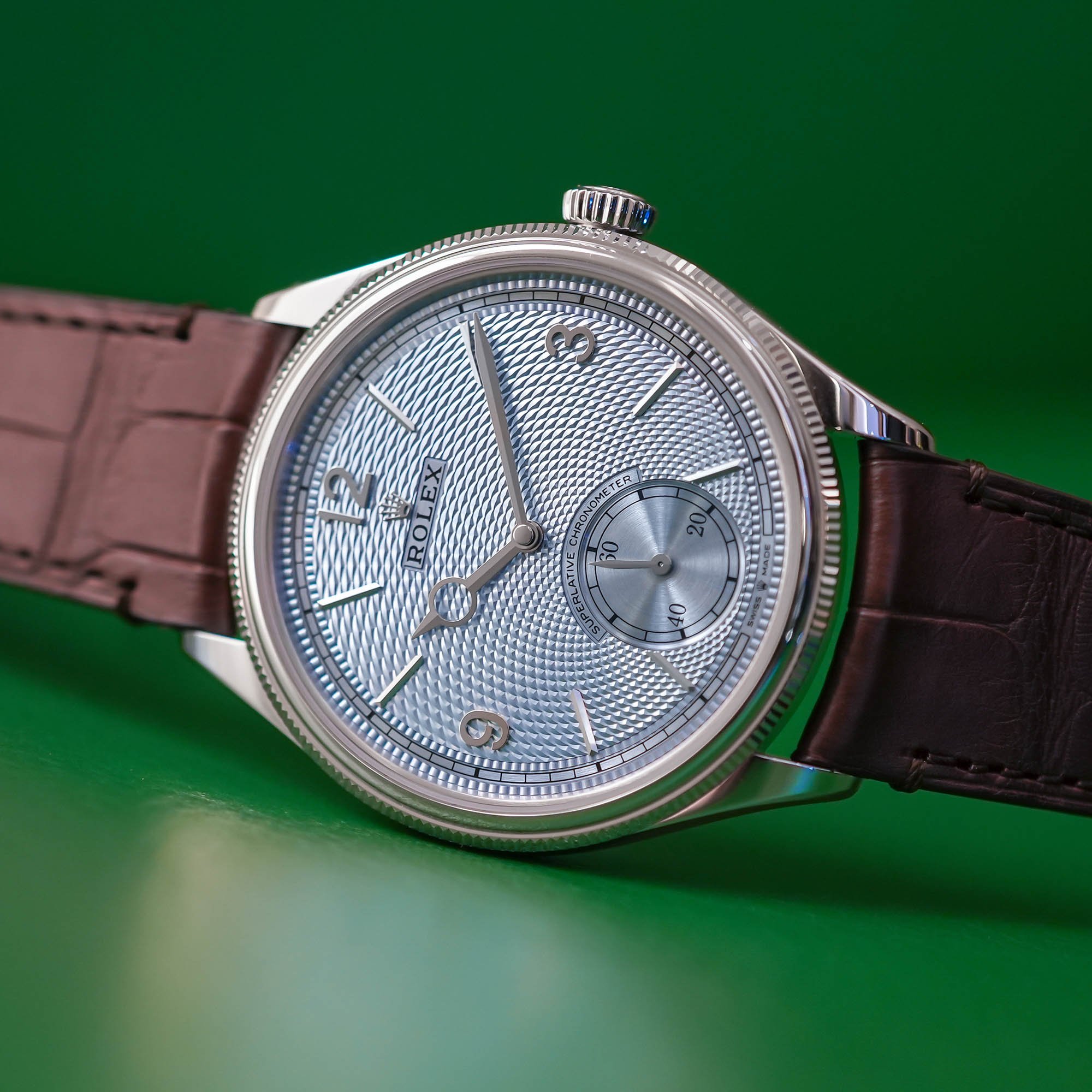 Rolex Perpetual 1908 Platinum ice Blue Guilloche Dial rice-grain 52506 - review - 5 Rolex Perpetual 1908 Platinum ice Blue Guilloche Dial rice-grain 52506 - review - 5
