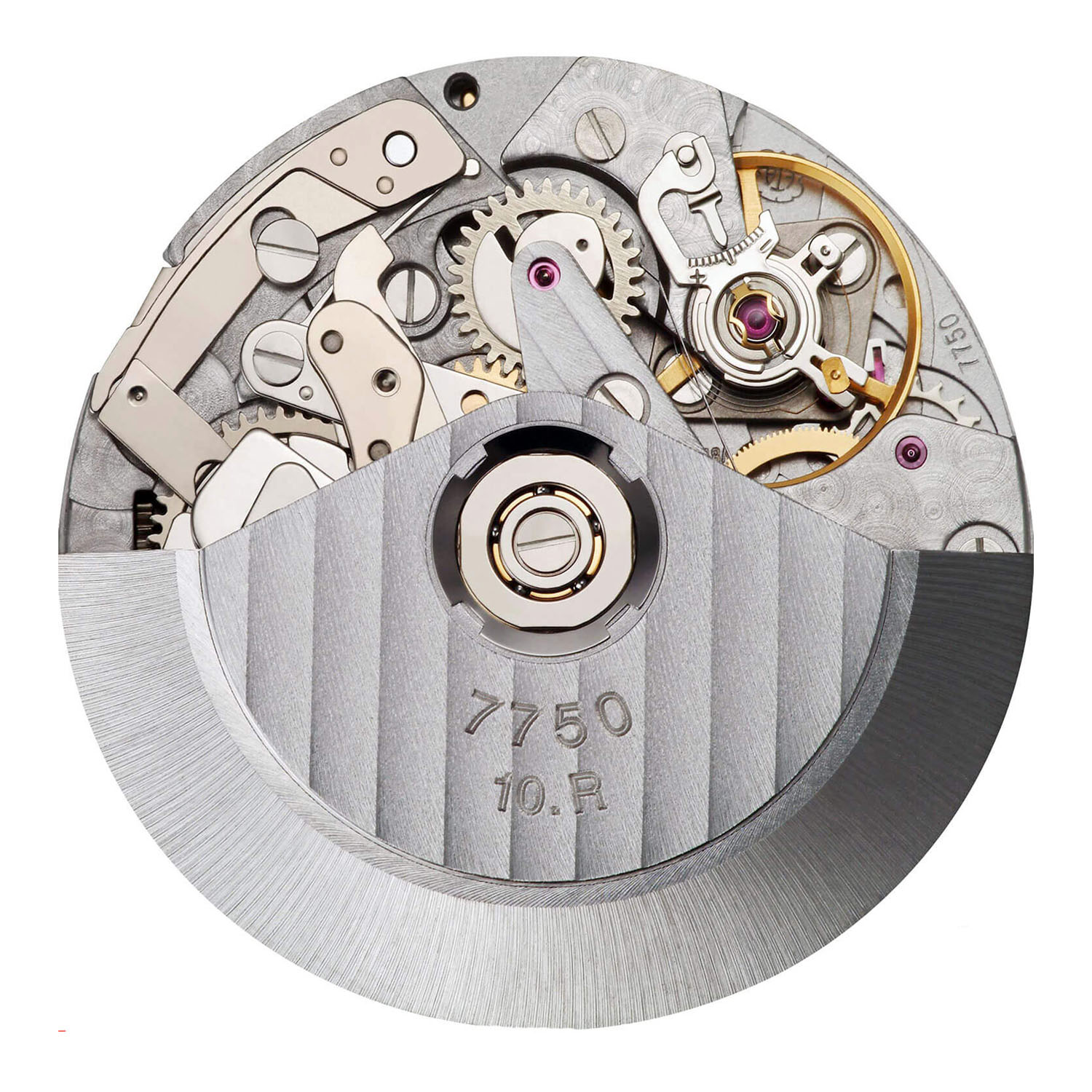 Valjoux 7750 Chronograph Back view with rotor Valjoux 7750 Chronograph Back view with rotor