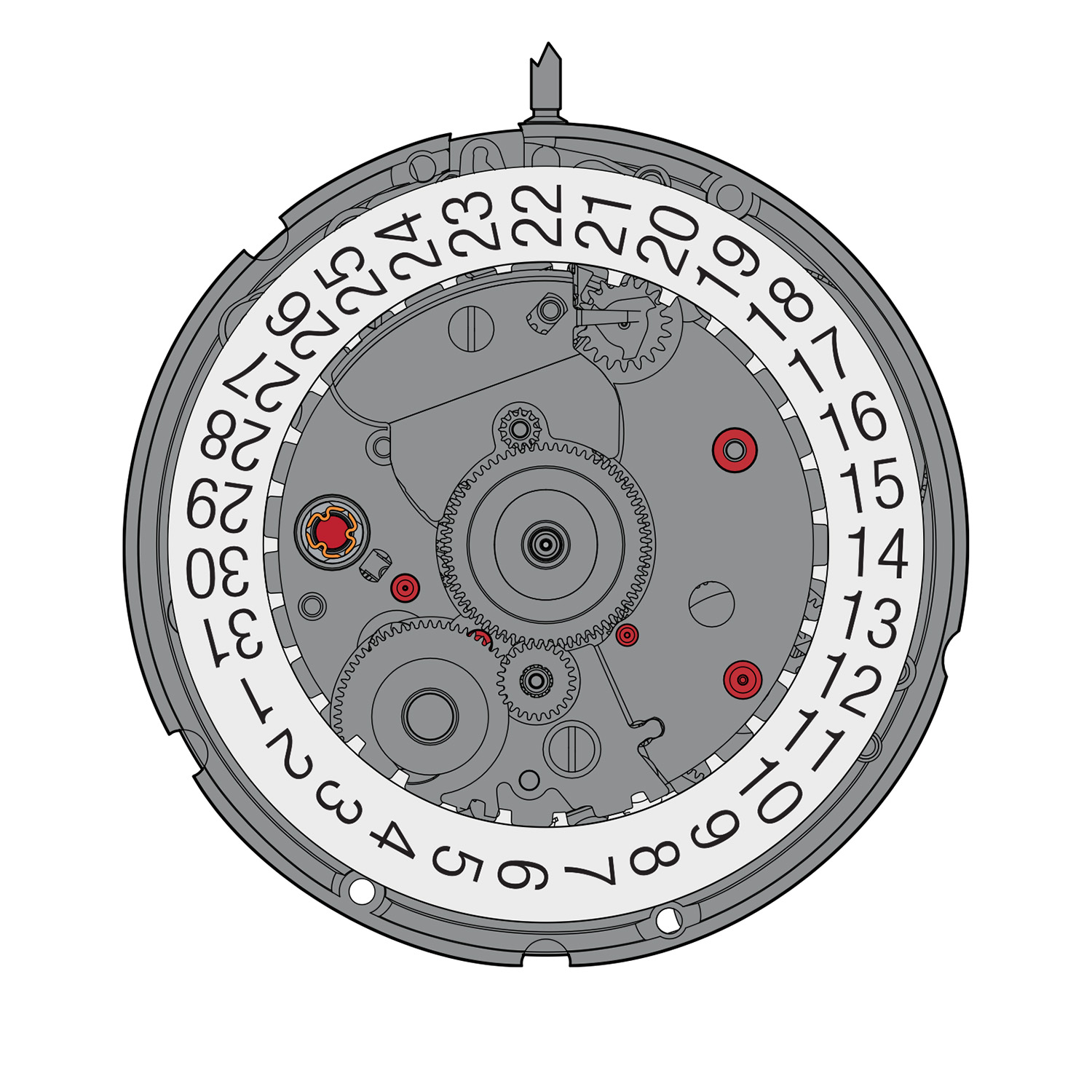technical drawing ETA 2824-2 front technical drawing ETA 2824-2 front