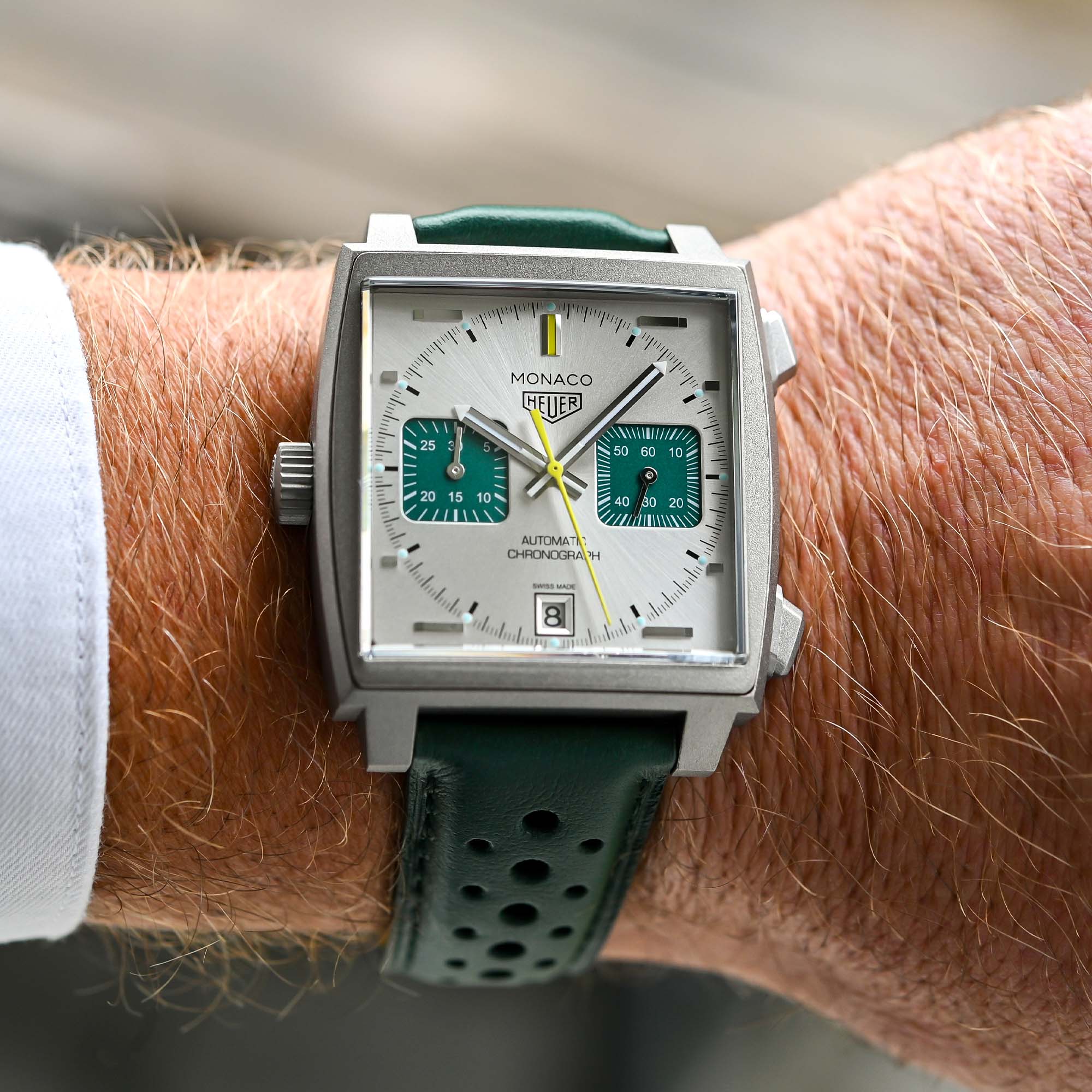 TAG Heuer Monaco Chronograph Racing Green Calibre 11 Titanium - review - 11 TAG Heuer Monaco Chronograph Racing Green Calibre 11 Titanium - review - 11