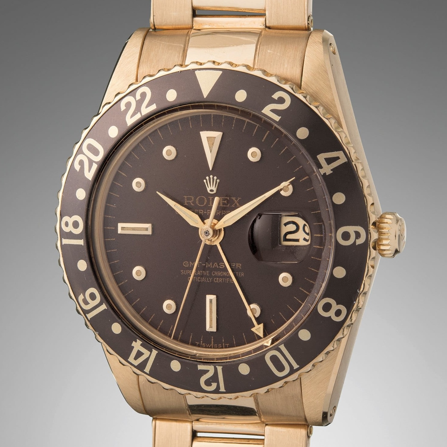 Rolex GMT Master 1675 Gold no crown guards Rolex GMT Master 1675 Gold no crown guards