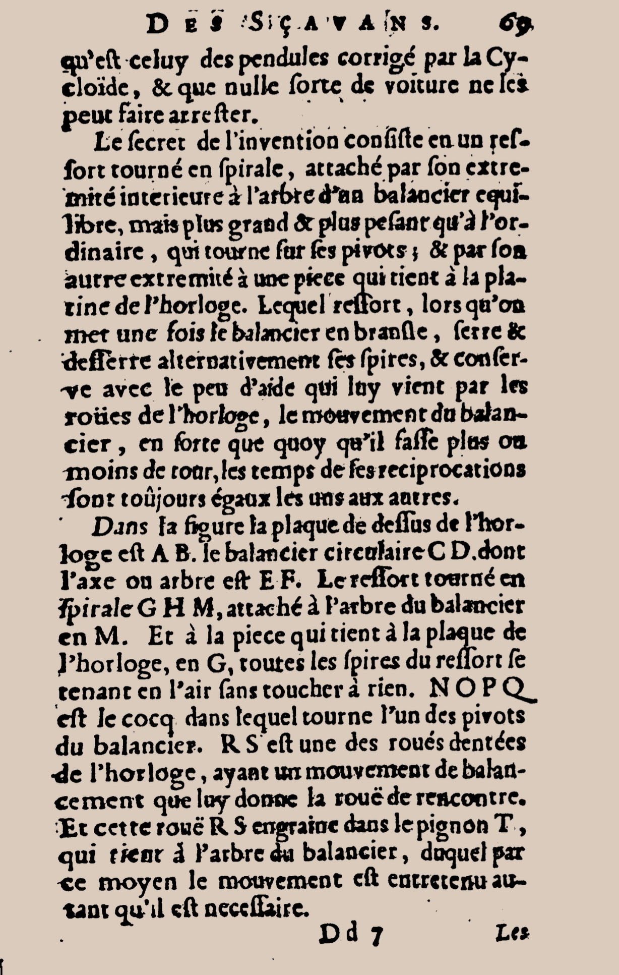 extract journal des savants 1675 Christiaan Huygens invention balance spring spiral sping - 1 extract journal des savants 1675 Christiaan Huygens invention balance spring spiral sping - 1
