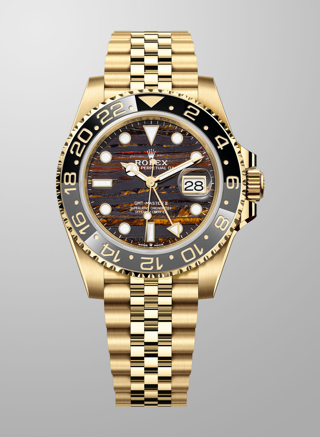 Rolex GMT-Master II Yellow Gold Jubilee Tiger Iron Dial 126718GRNR Rolex GMT-Master II Yellow Gold Jubilee Tiger Iron Dial 126718GRNR