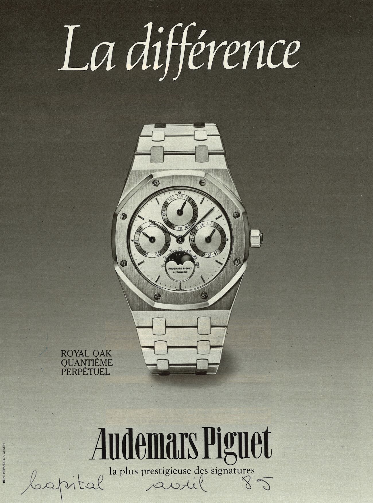 Advert AP Royal Oak Perpetual Calendar 25554ST from 1985 Advert AP Royal Oak Perpetual Calendar 25554ST from 1985