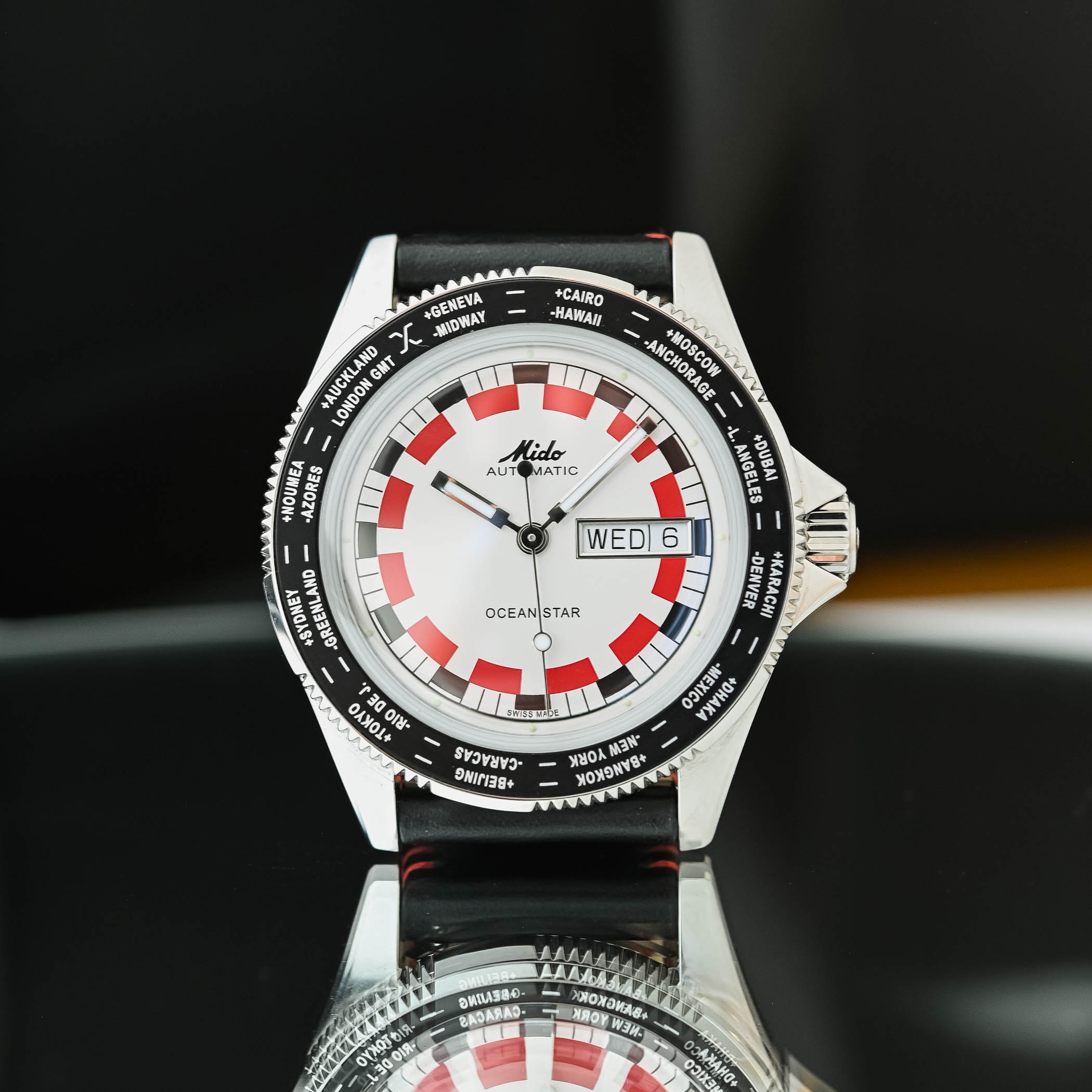 Mido Ocean Star Worldtimer 1970s re-edition chequered dial review 2 Mido Ocean Star Worldtimer 1970s re-edition chequered dial review 2