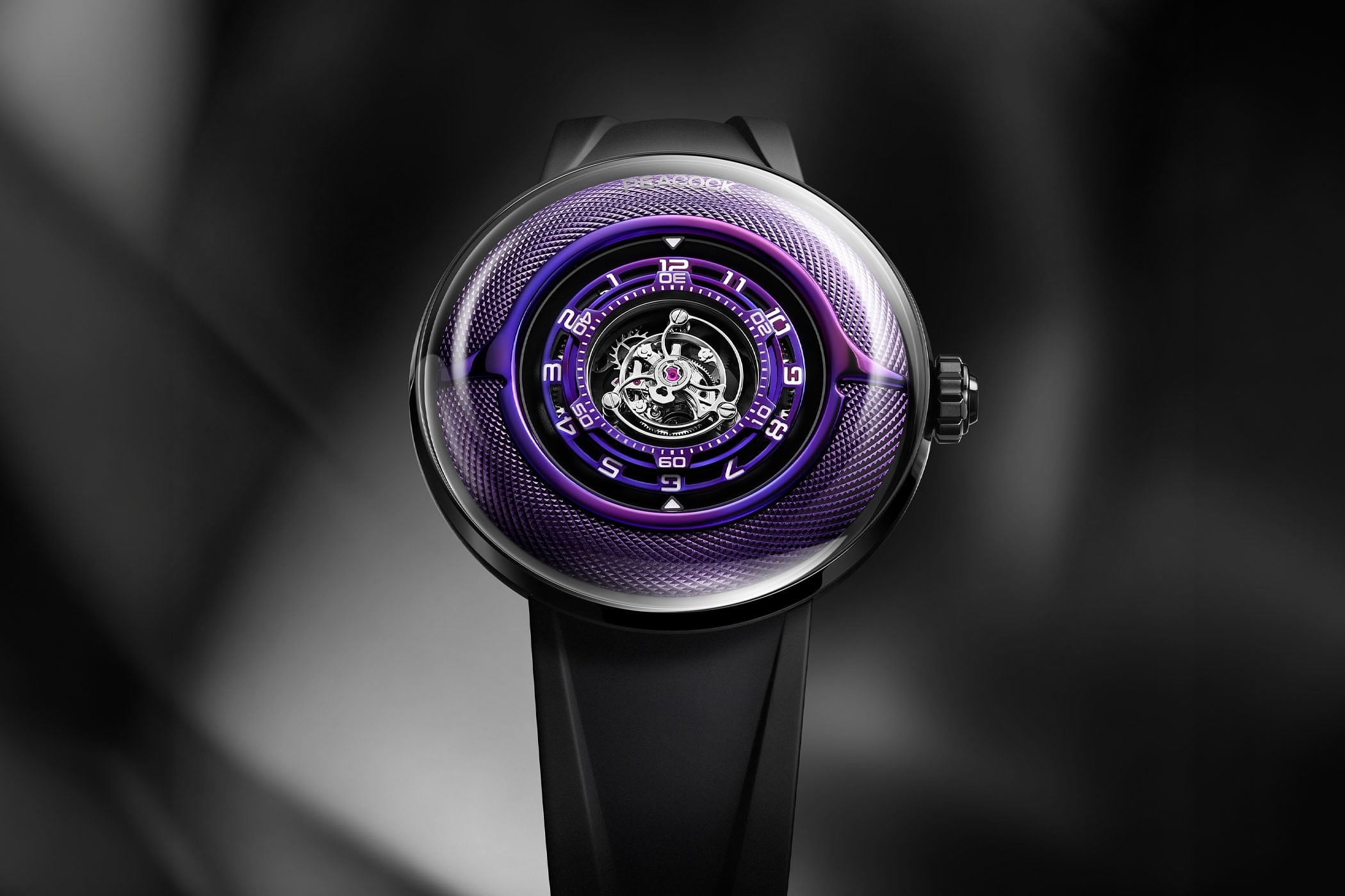 The Peacock Black Hole III Curved Guilloche Central Tourbillon; Bold, Complex yet Attainable