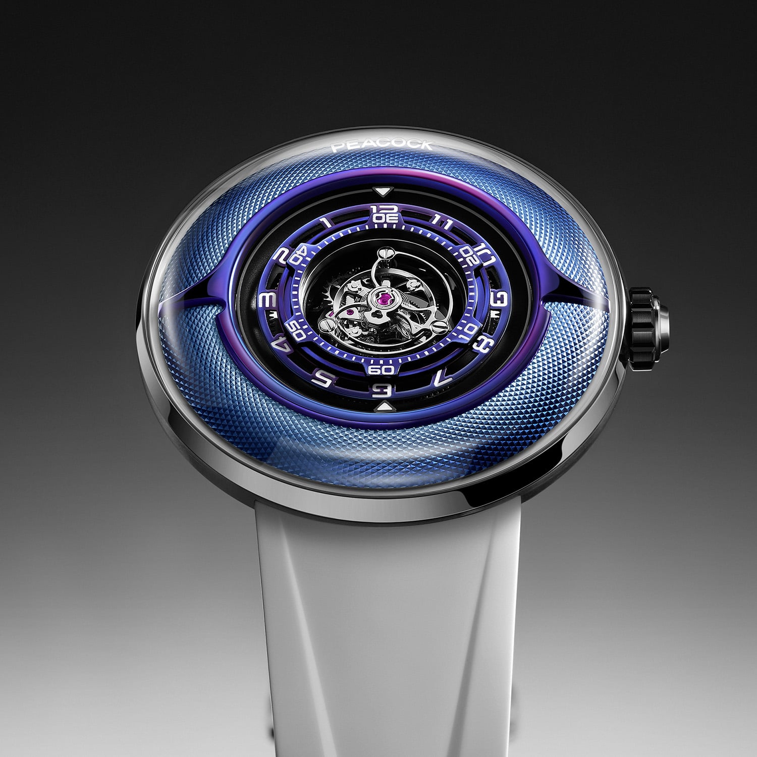 The Peacock Black Hole III Curved Guilloche Central Tourbillon; Bold, Complex yet Attainable