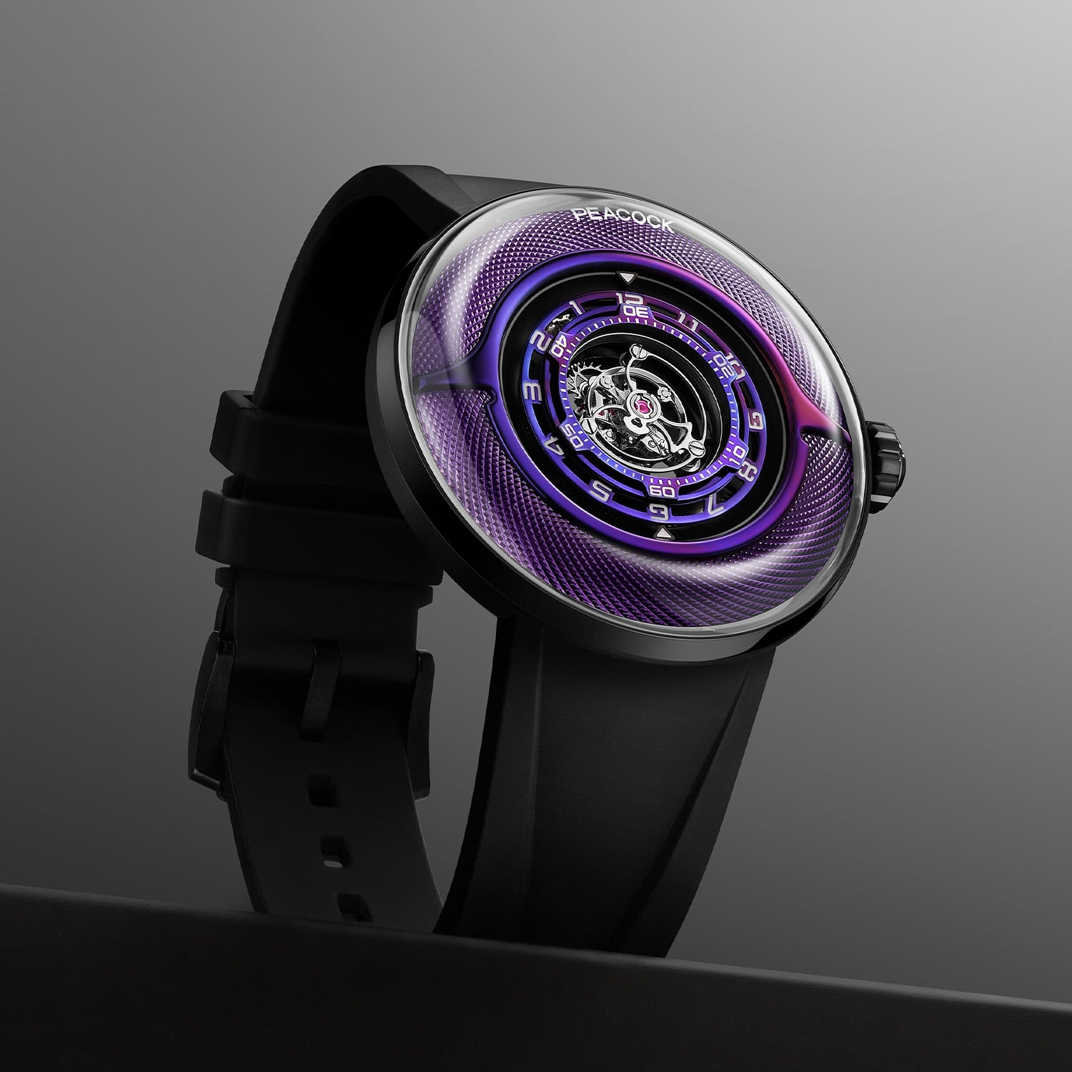 The Peacock Black Hole III Curved Guilloche Central Tourbillon; Bold, Complex yet Attainable