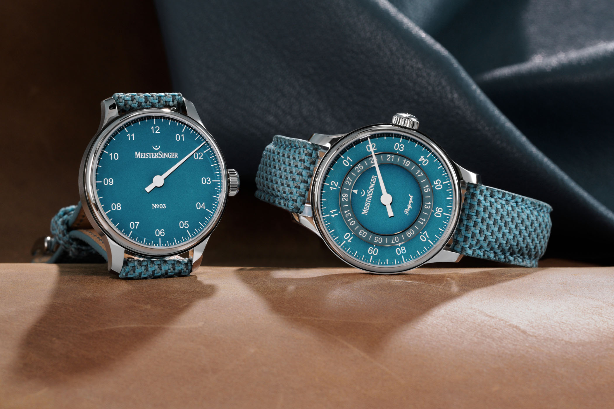 MeisterSinger No03 and Perigraph Special Editions with Turquoise Dials