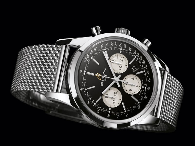 Breitling Transocean Chronograph Unitime 43 mm Watch in Black Dial
