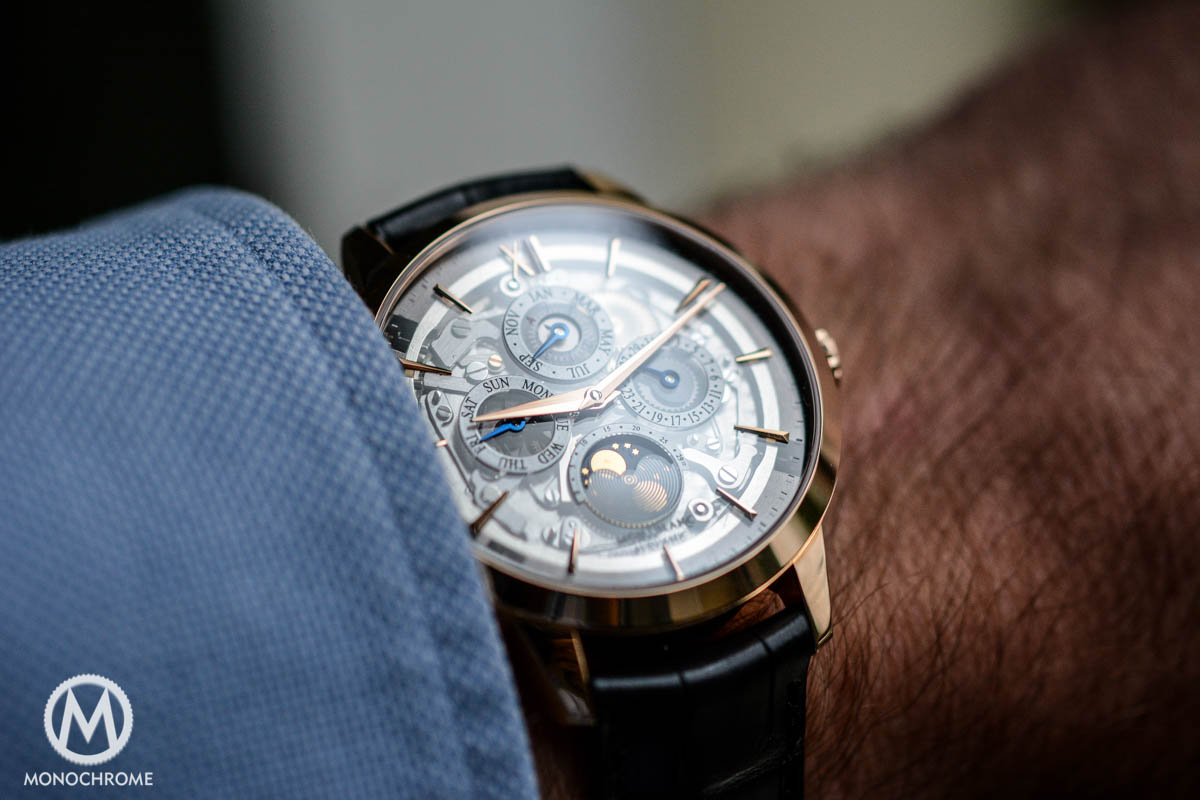 Montblanc Heritage Spirit Perpetual Calendar with smoked sapphire dial on the wrist