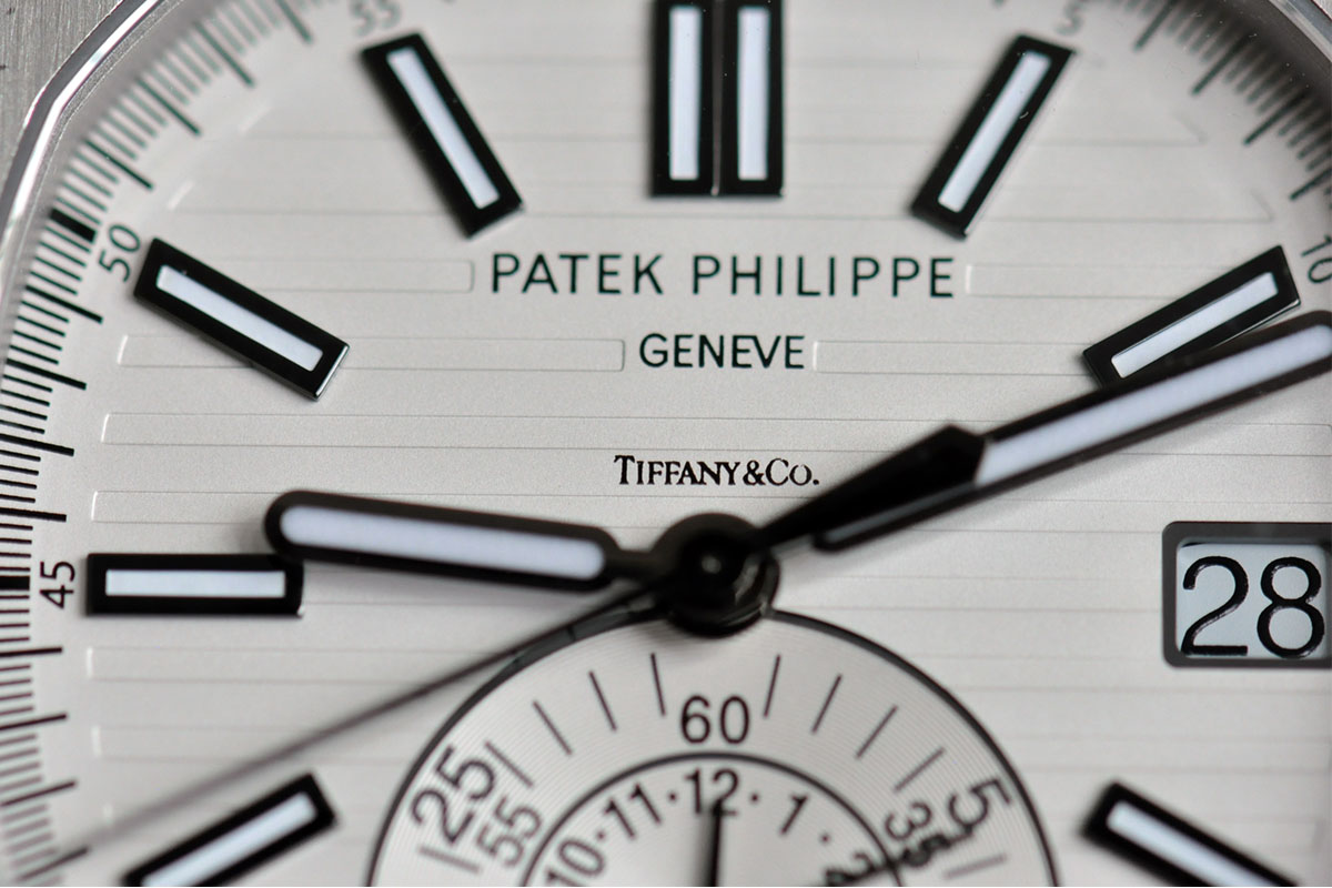 Patek Philippe Nautilus Chronograph 5980 Kristian Haagen - White Tiffany Dial - dial close up