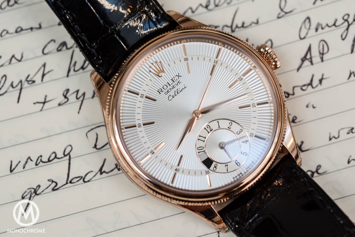 Rolex Cellini Dual Time everose gold ref. 50525 - dial and hands