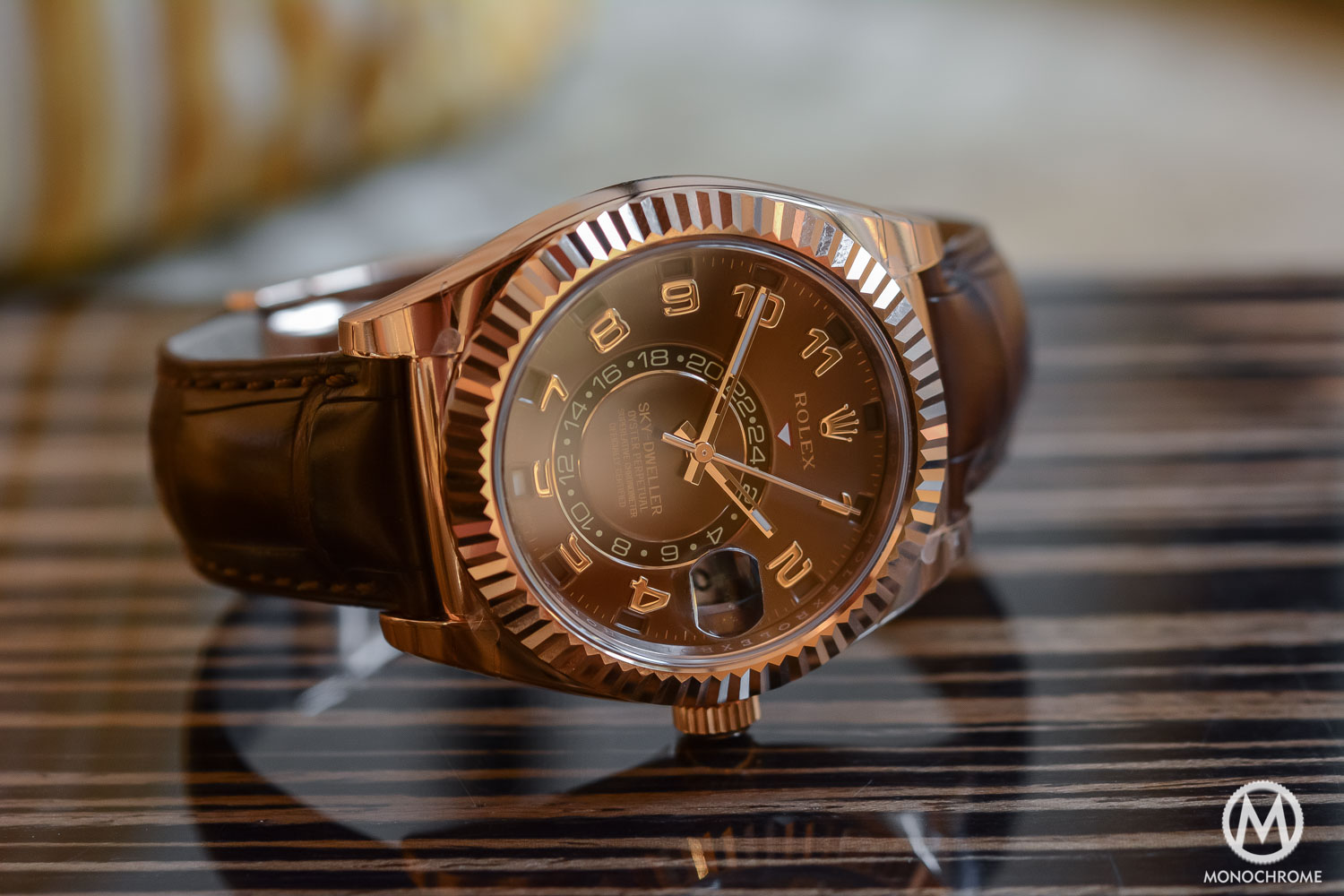 Rolex Sky-Dweller Review - lifestyle - everose gold chocolate brown dial