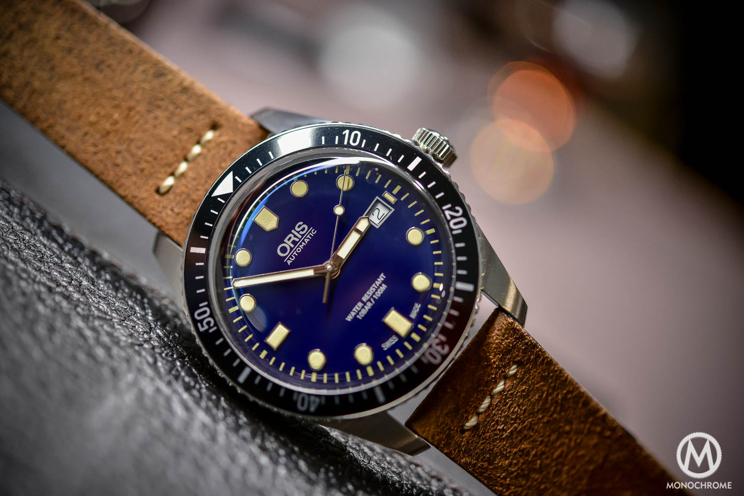 Oris Divers Sixty Five 42mm Blue Dial - Baselworld 2016 - Distressed leather