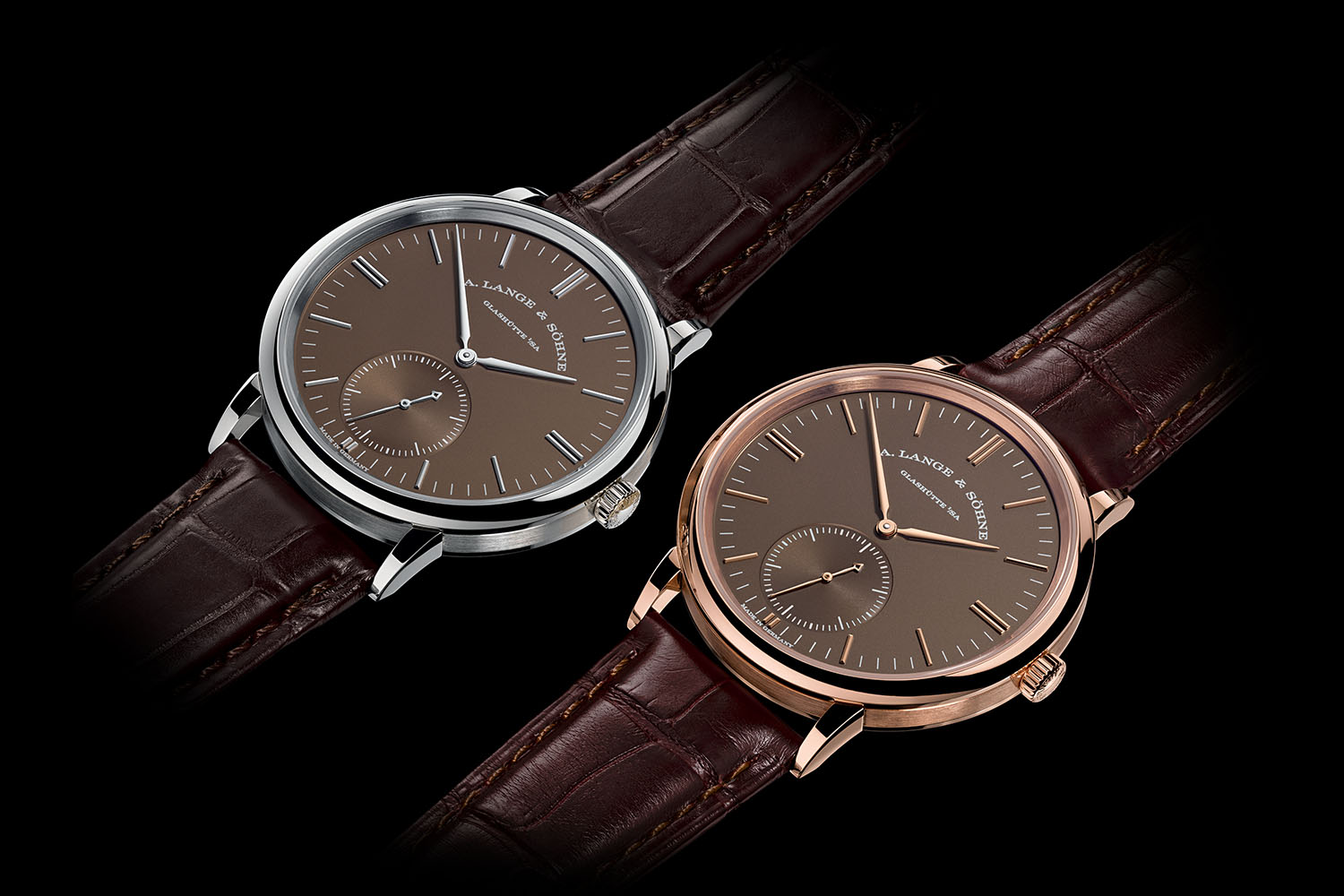 A. Lange and Sohne Saxonia Automatic Terra-Brown dials