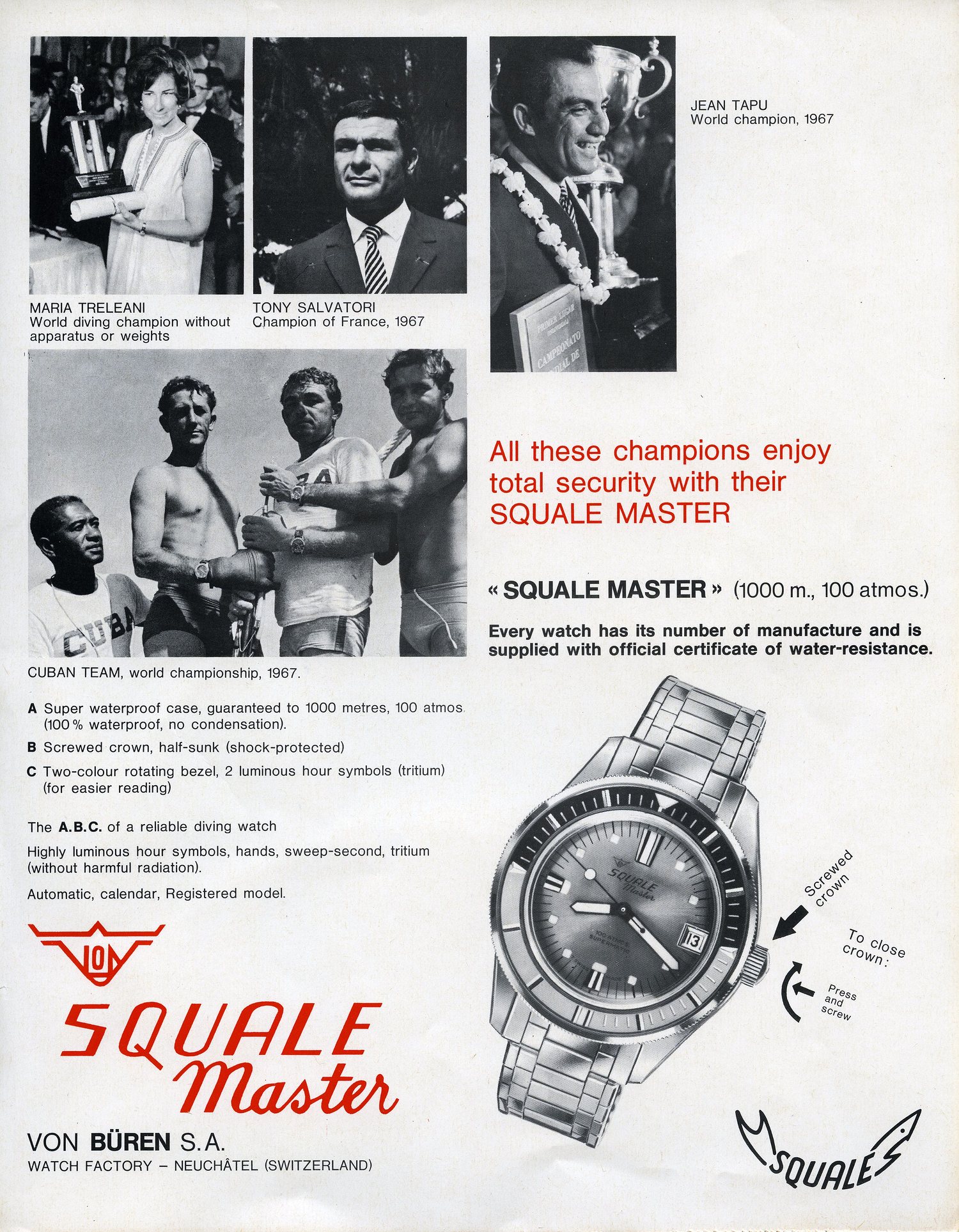 Squale Watches Vintage Advertising
