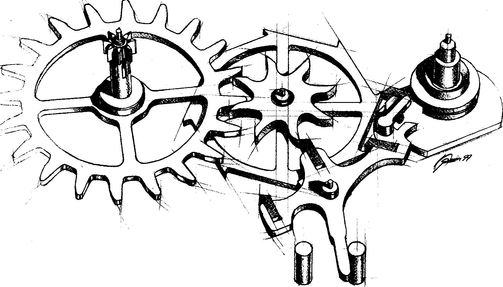 George Daniels co-axial escapement drawing