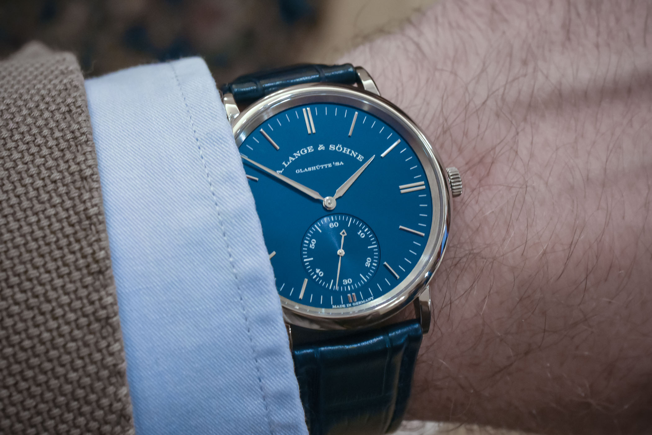 A. Lange and Sohne Saxonia Automatic Blue Dial 380.028
