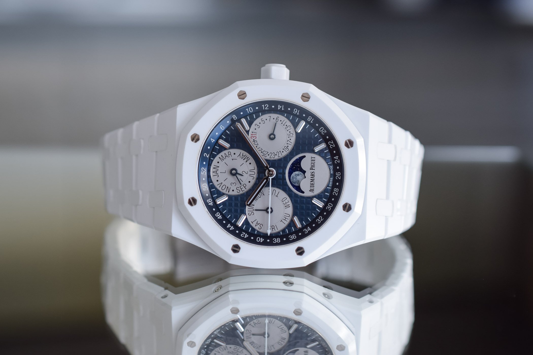 Audemars Piguet Royal Oak Perpetual Calendar White Ceramic 26579CB.OO.1225CB.01 Hands On Price