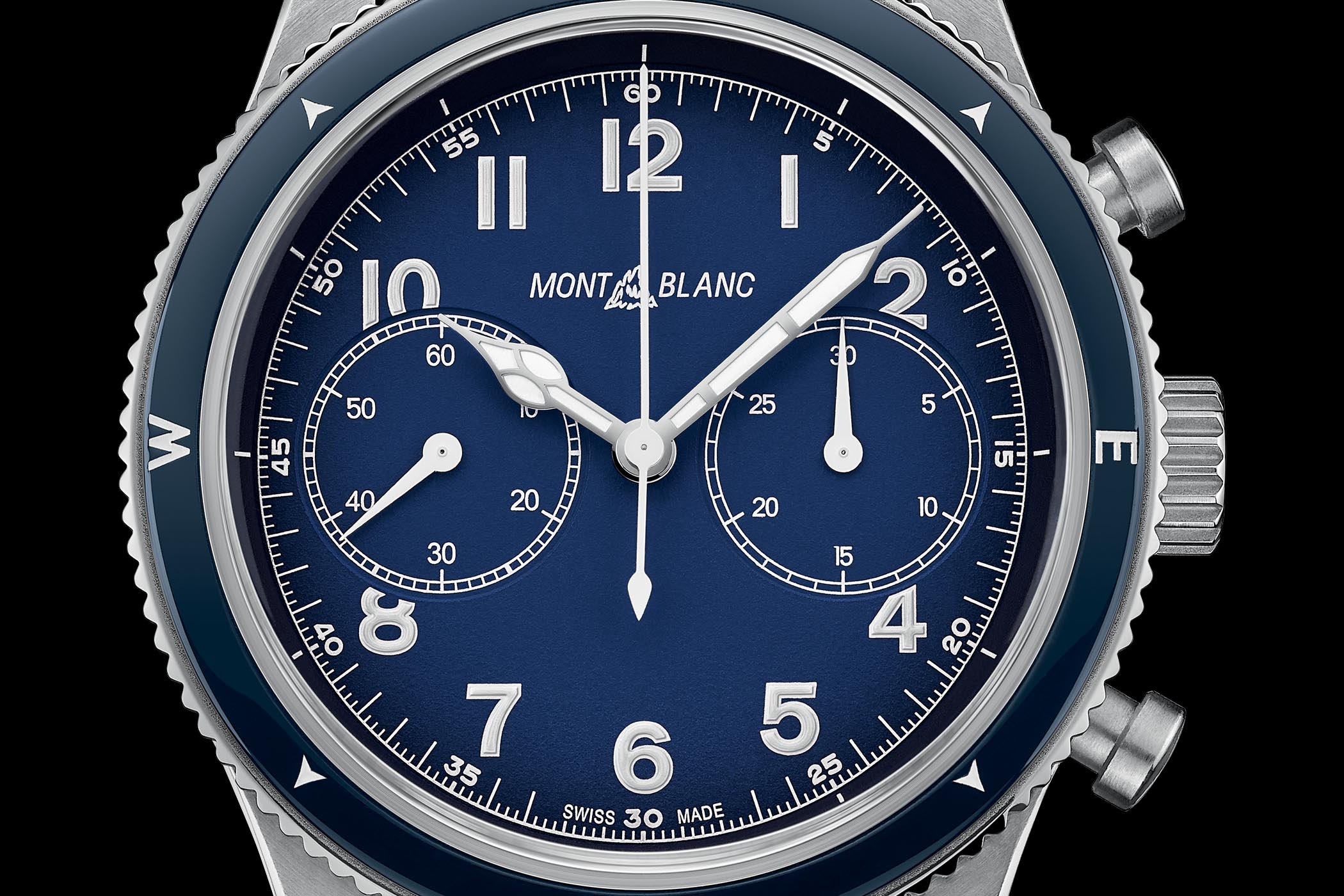 Montblanc 1858 Automatic Chronograph Blue Compass Bezel