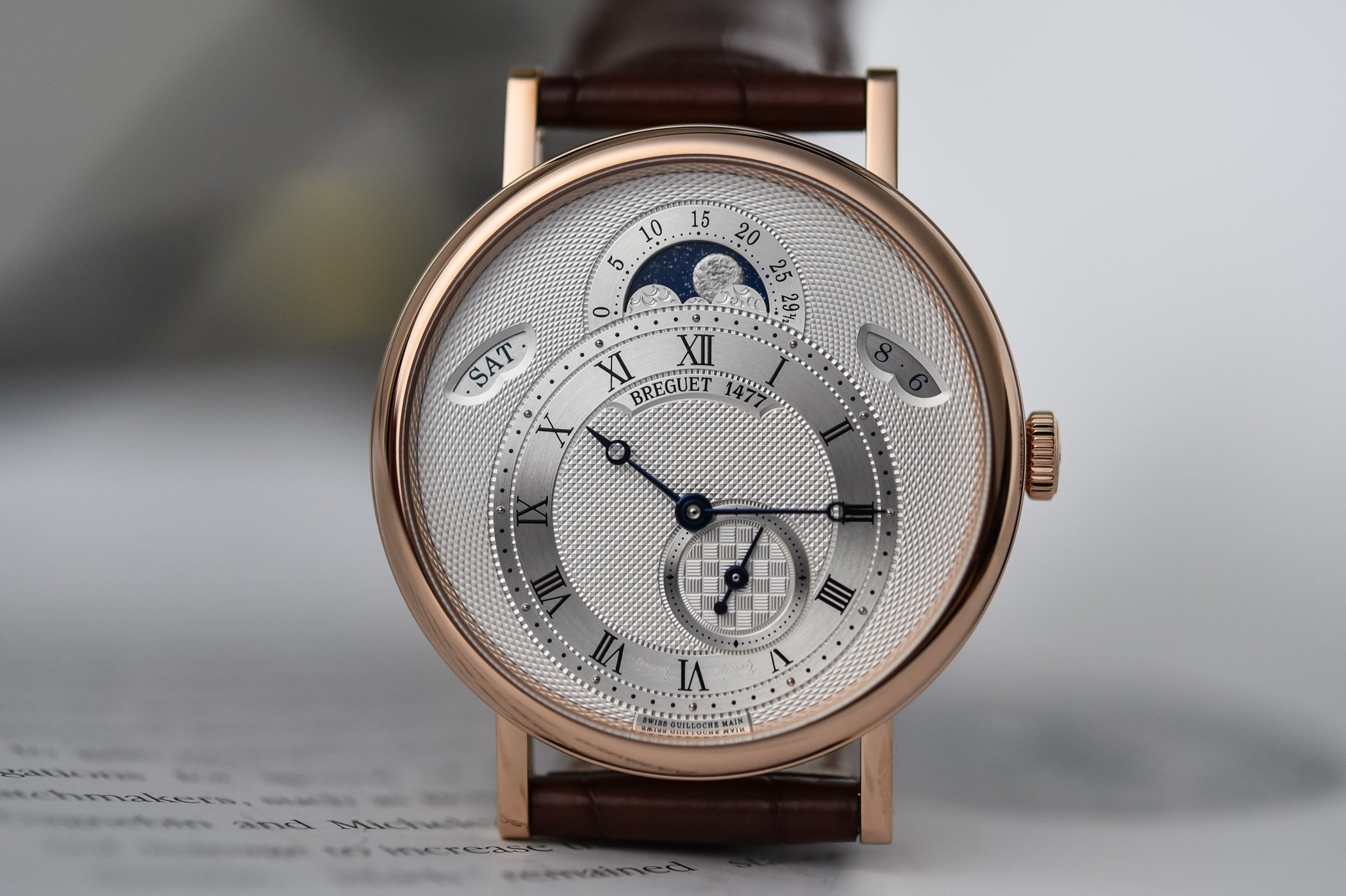 2020 Breguet Classique 7337 Moon and Calendar Chinoise pink gold silver dial