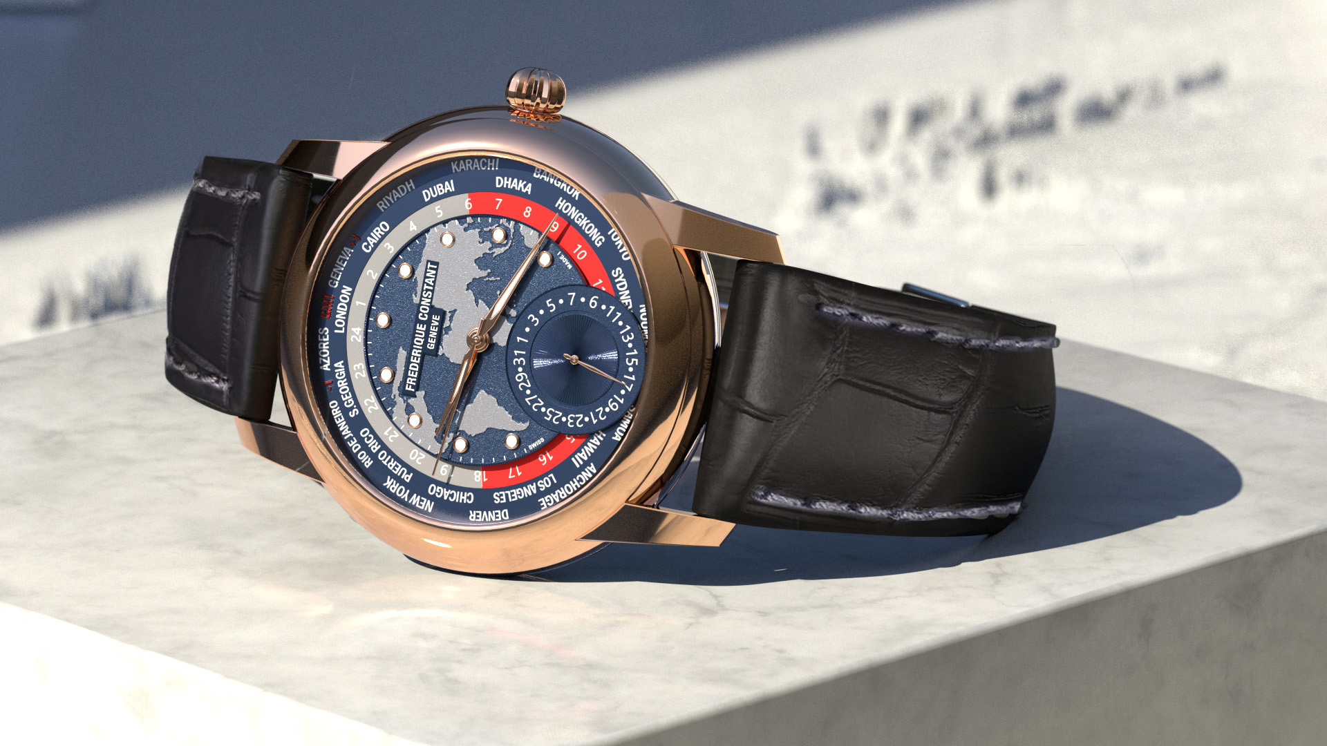 Frederique Constant Classic Worldtimer Manufacture Limited Edition Rose Gold