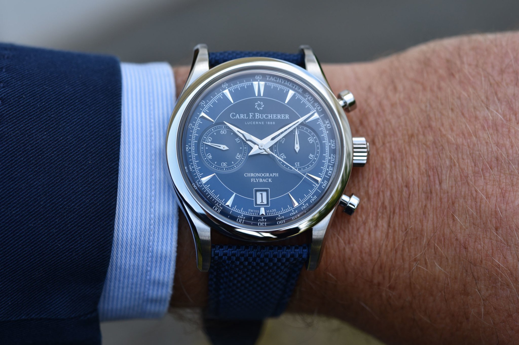 2020 Carl F. Bucherer Manero Flyback Blue Dial Steel Bracelet (Price)