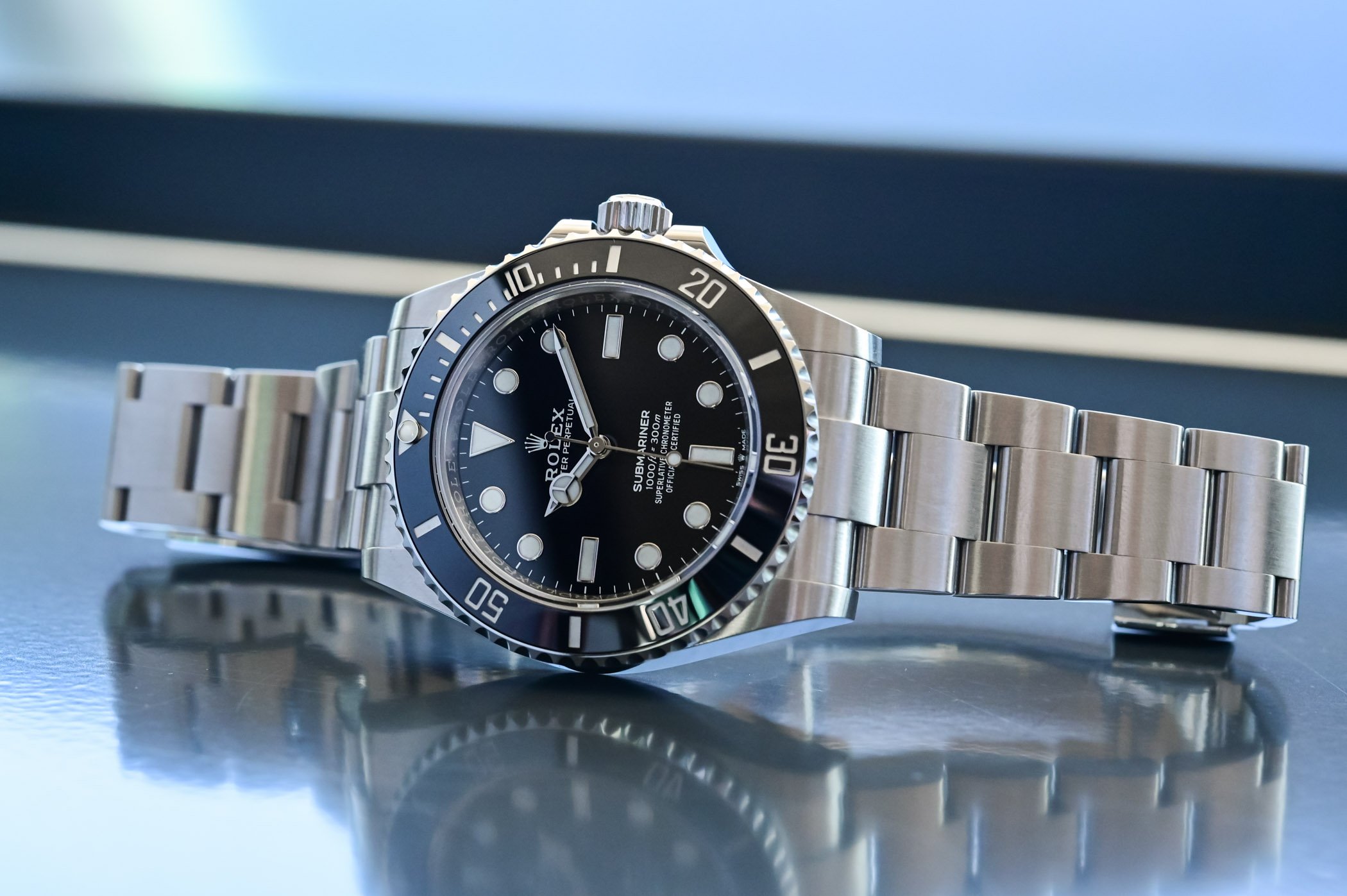 rolex submariner date on wrist