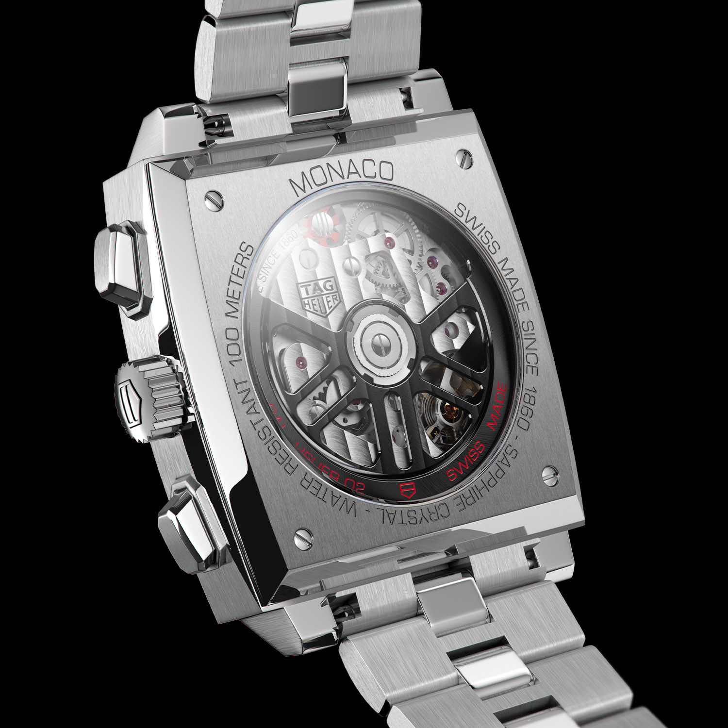 TAG Heuer Monaco Calibre Heuer 02 Black Steel bracelet - CBL2113.BA0644