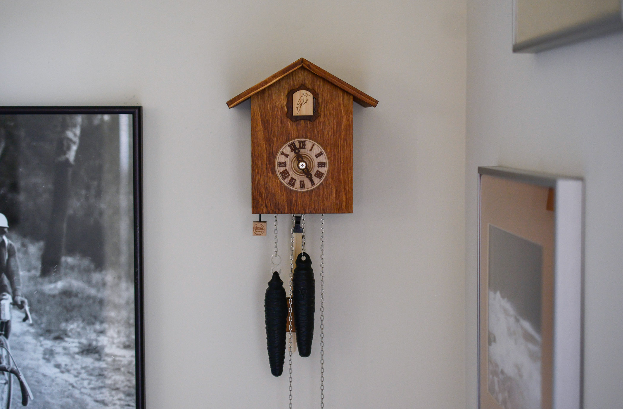 Small German Cuckoo Clock Pendulum in Walnut Finish for 1 day movement 