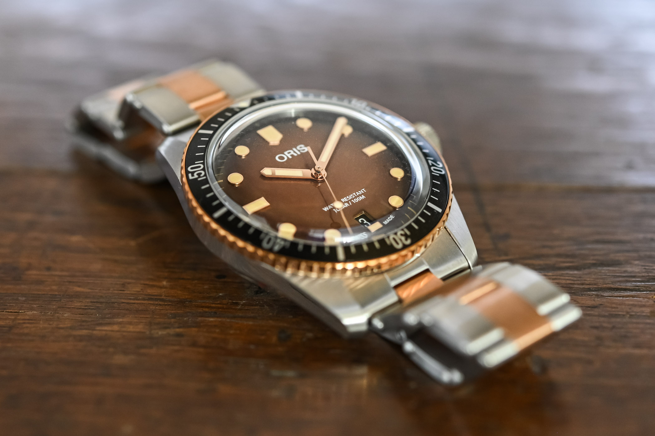 Oris Divers Sixty-Five Sunset Brown Gradient Steel-And-Bronze