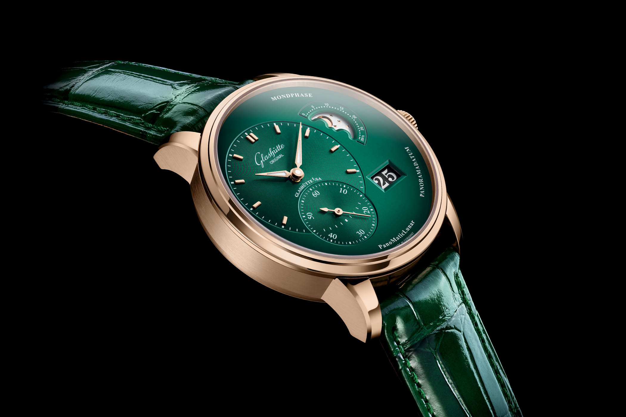 Glashutte Original PanoMaticLunar Red Gold and Green Dial