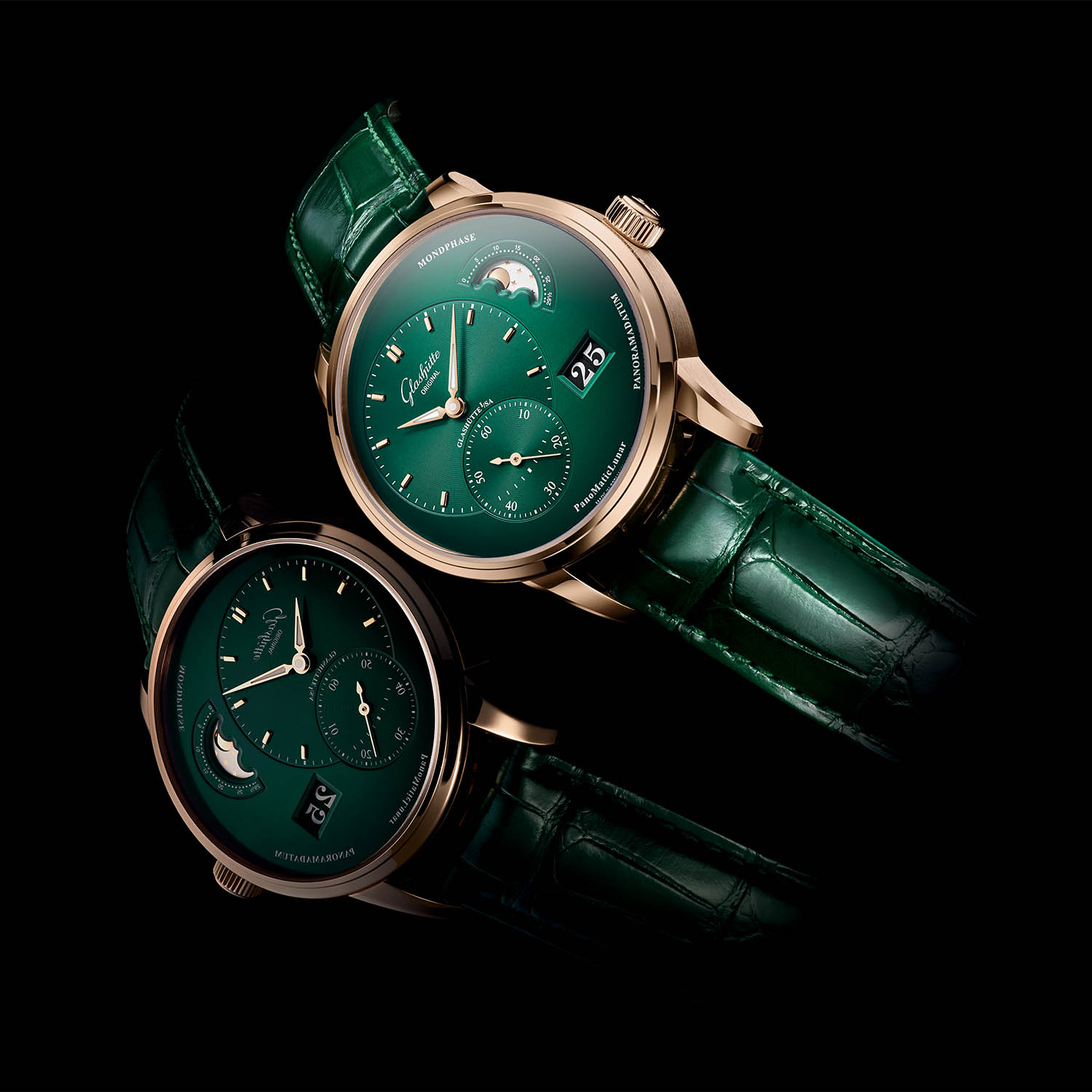 Glashutte Original PanoMaticLunar Red Gold and Green Dial