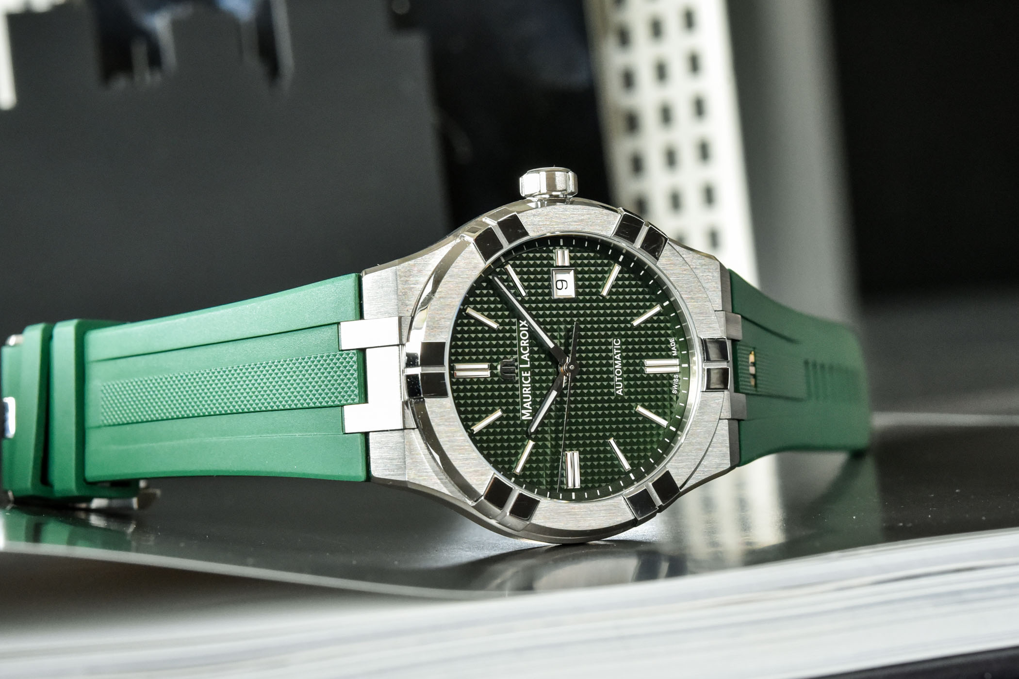 Maurice Lacroix Aikon Automatic 2021 Collection Rubber strap Green Dial
