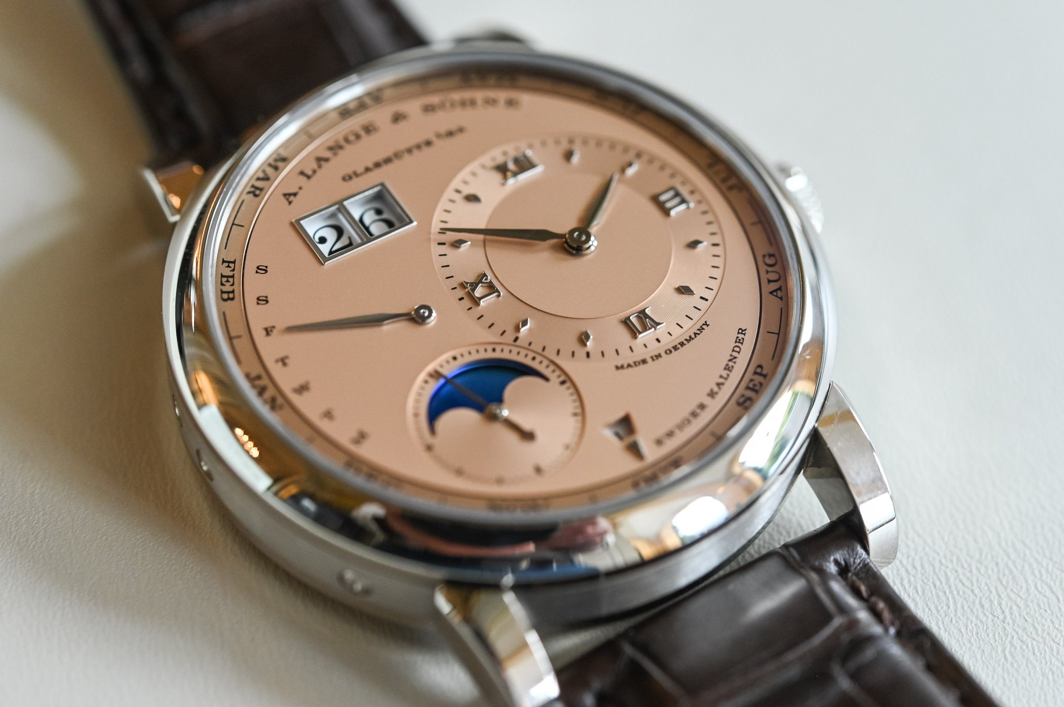 A. Lange & Söhne Lange 1 Perpetual Calendar White Gold Case Salmon Pink Gold Dial Limited Edition